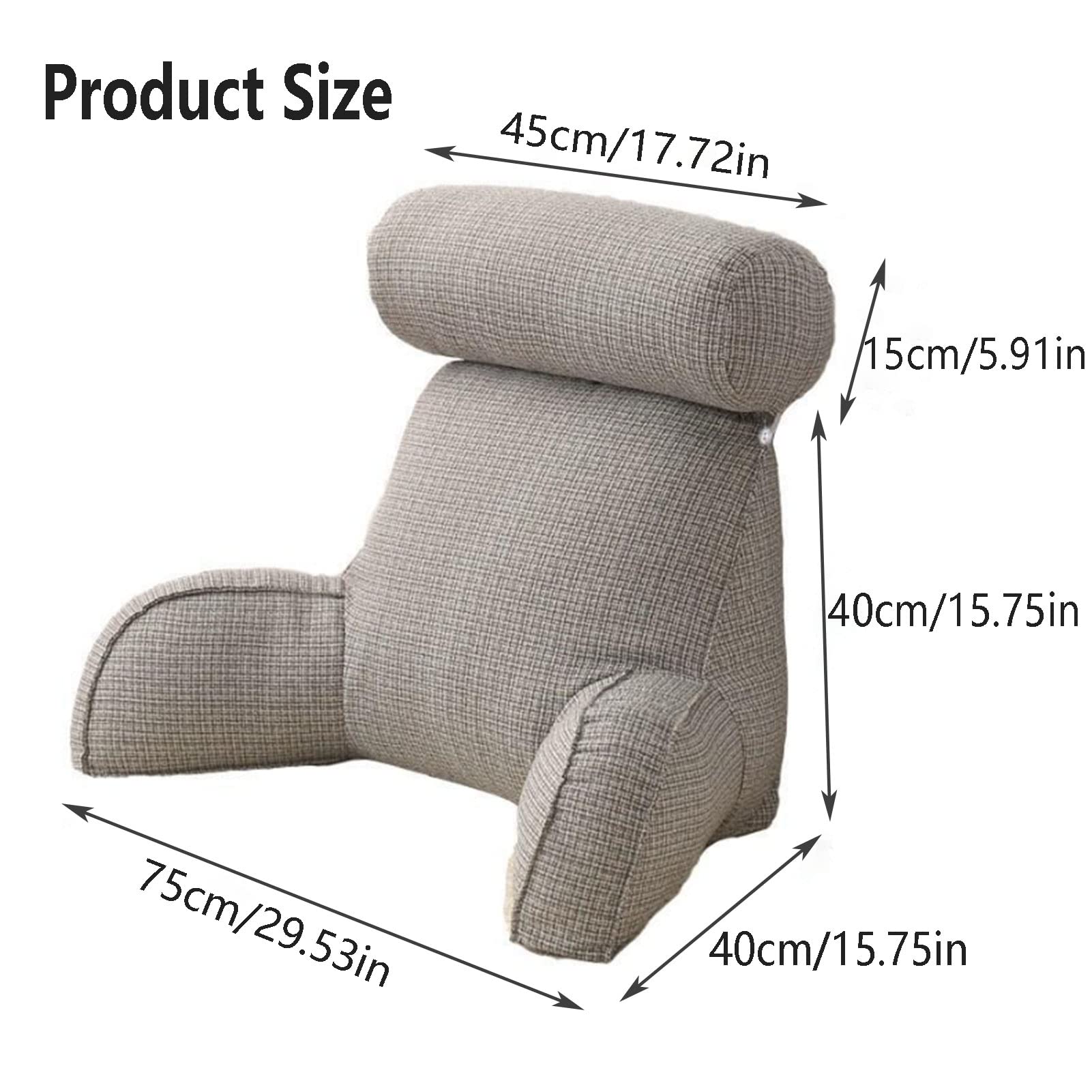 Cuscino Da Lettura Con Braccioli E Supporto Schiena - Per Letto E Divano, Dimensioni 75x40x50 Cm