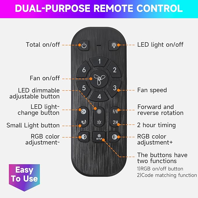 Ventilador de Techo 42 Pulgadas con Luz, Control Remoto y 11 miniatura 4