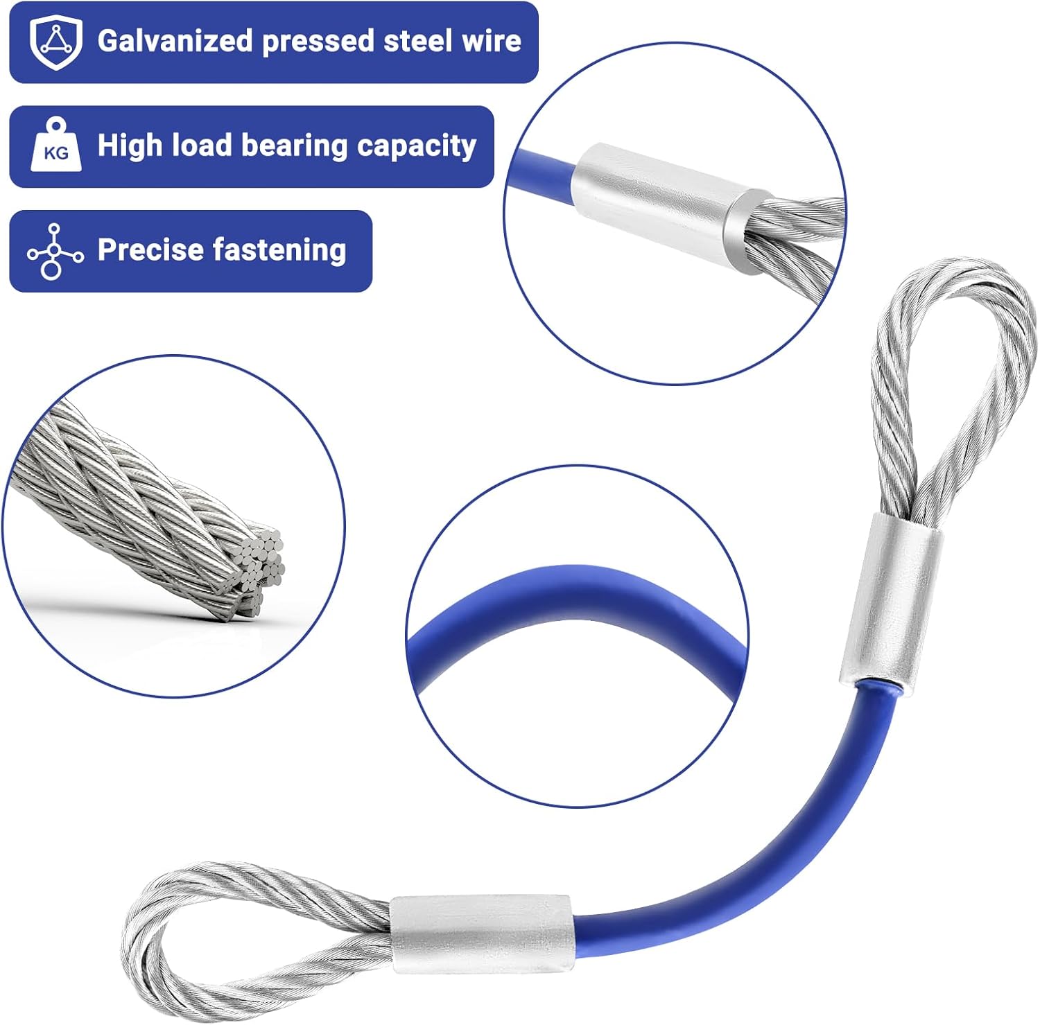 2 Pcs Trailer Safety Cable Extension, 13.5" Trailer Safety Towing Cables with Snap Hook Extension Safety Cables, 12000 Lbs Loading - Image 4