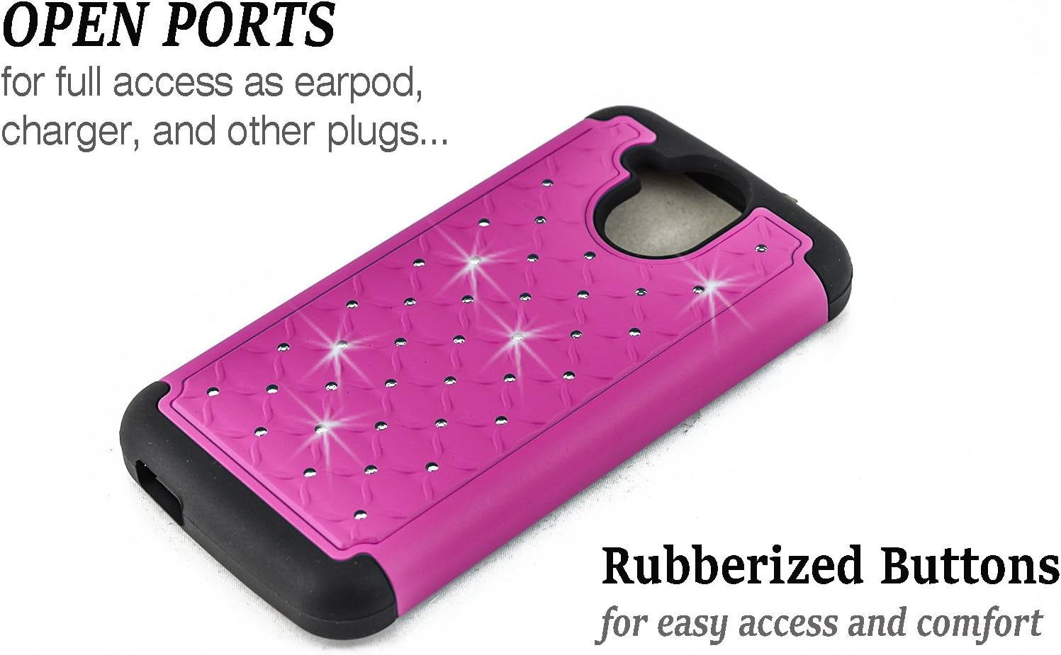STARSHOP Desire 526 Case, Slim Dual Layer Armor Phone Case Cover with Spot Diamond Pink with Premium Screen Protector