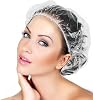 AIDIQIU Gorros de Ducha Desechables 100 Piezas - Gorro de Baño de Plástico Impermeable Transparente Multiusos con Elástico Reforzado para Mujer, Uso en Spa, Hogar, Hotel y Salón de Belleza, Viaje Portátil (18.1") 1