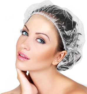 AIDIQIU 50 Pack Disposable Waterproof Shower Caps - Thick Clear Plastic Bath Caps for Spa, Hotel, Travel, Hair Treatment & Home Use