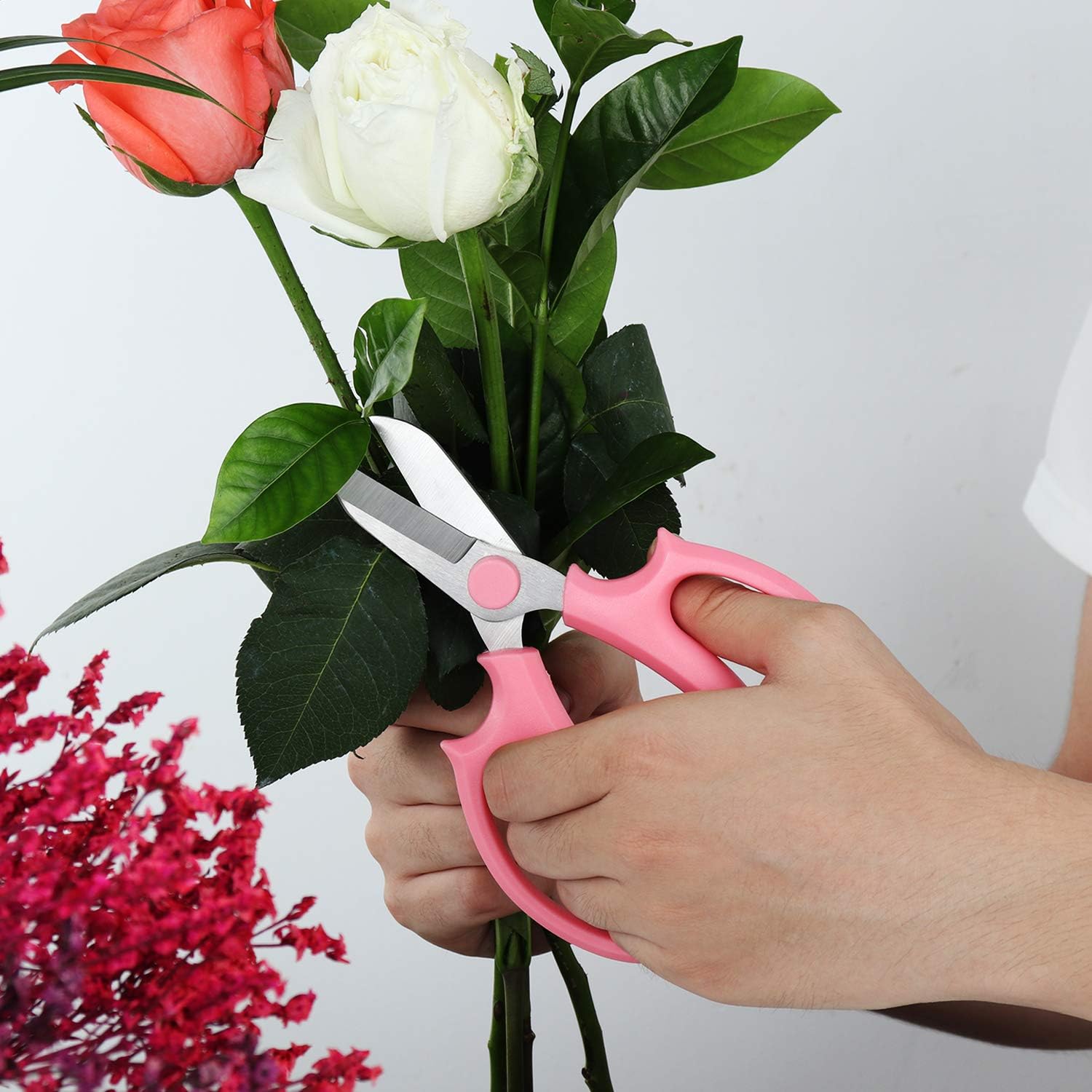 Jasni Garden Pruning Shears Scissors with Comfort Grip Handle, Premium Steel Professional Floral Scissors, Perfect for Arranging Flowers, Pruning, Trimming Plants, Gardening Tool (Pink) : Patio, Lawn & Garden