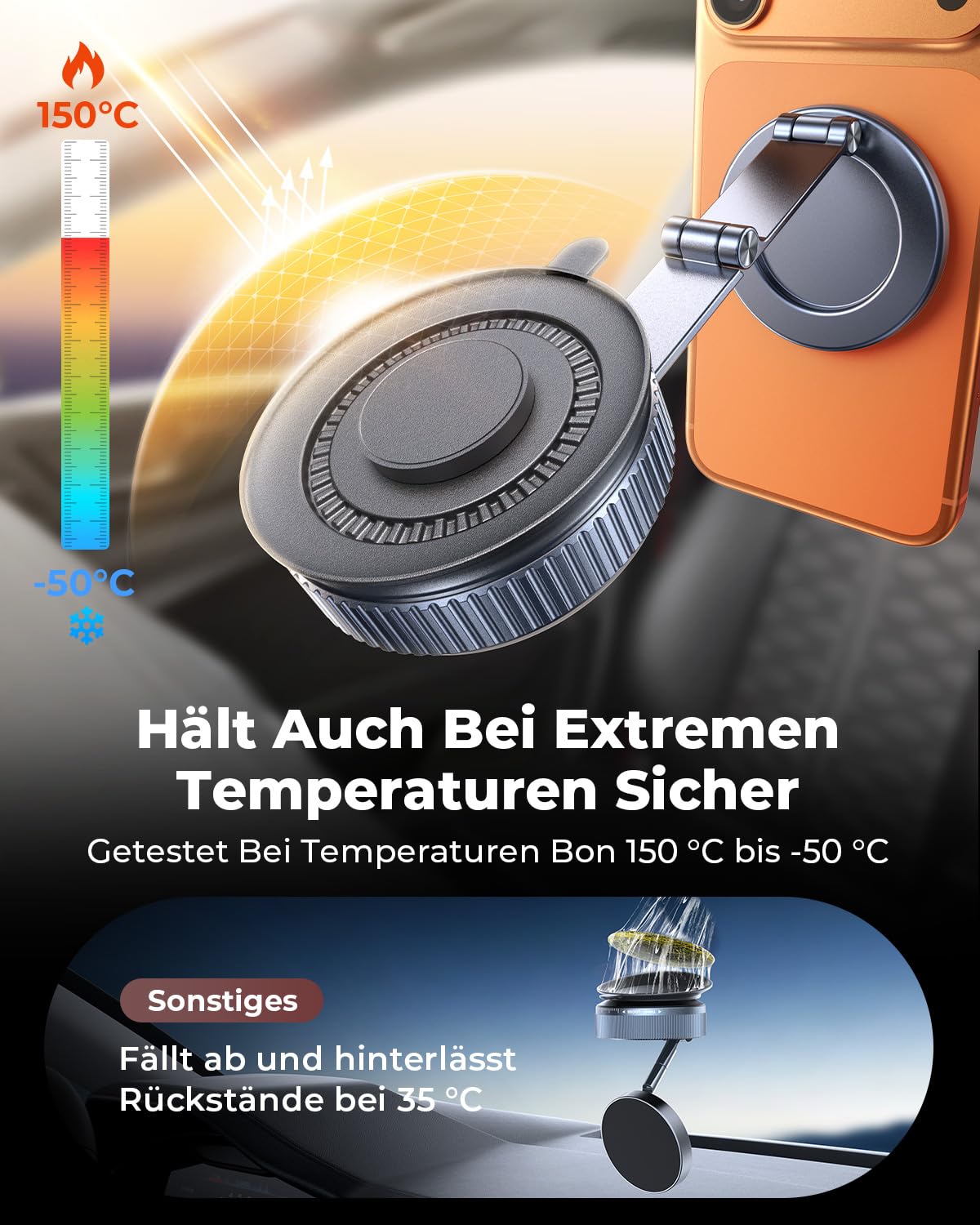 Upgraded - Supporto magnetico per cellulare in nano-gel, girevole a 360°, in metallo, per auto con potenza di aspirazione 119+LBS e magnete più forte, per iPhone 17 Pro Max