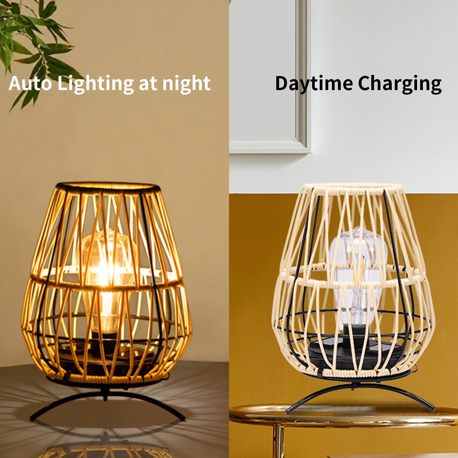 Lanterne solari da esterni, a energia solare, da appendere, con supporto, lampada da tavolo decorativa per giardino, patio, cortile, prato, confezione da 2