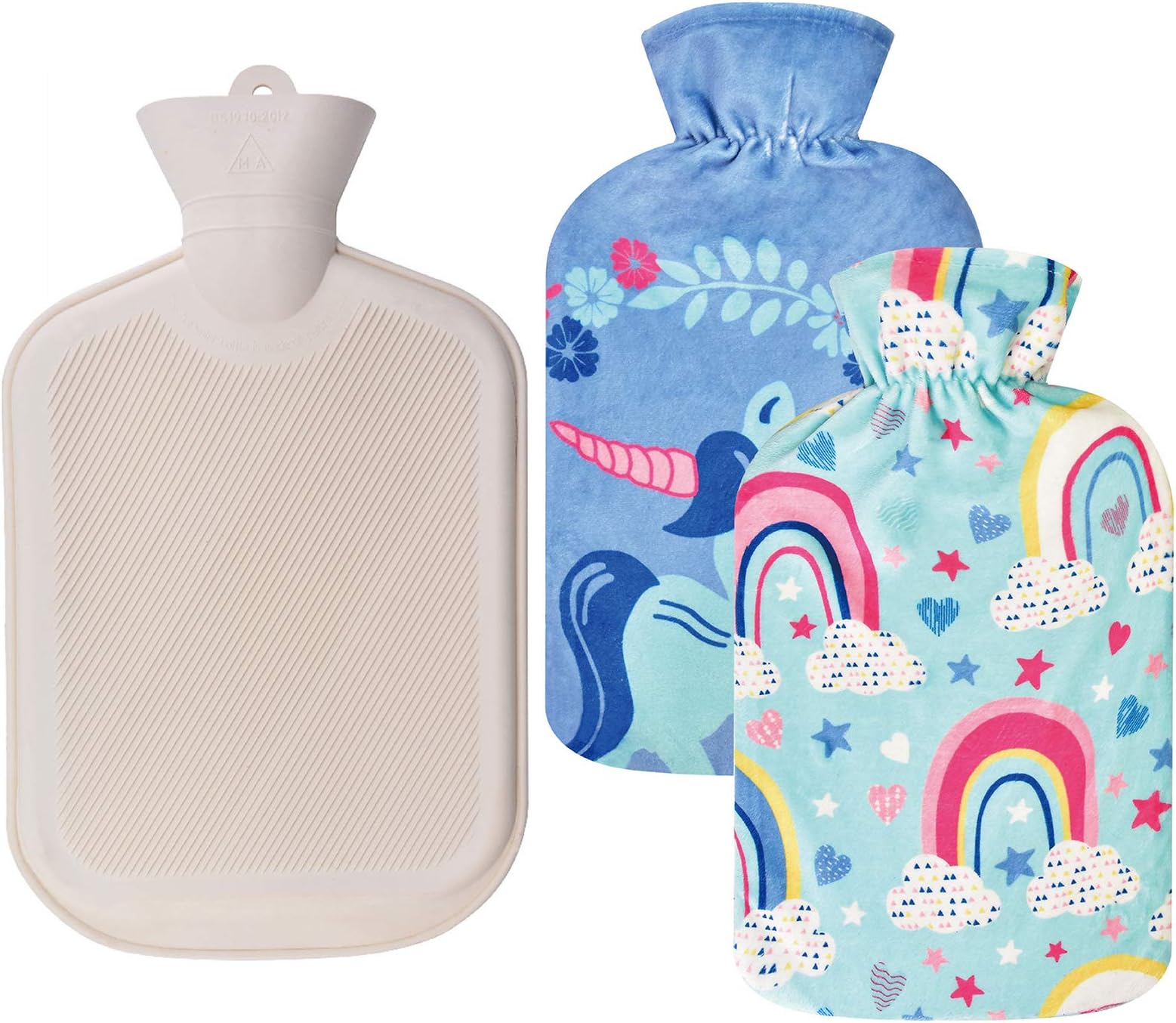 WINNPRIME Hot Water Bottle with 2 Soft Cover, 2 Liter Rubber Hot Water Bag for Pain Relief, Hot & Cold Therapy, Cramps, Neck, Shoulders and Feet Warmer