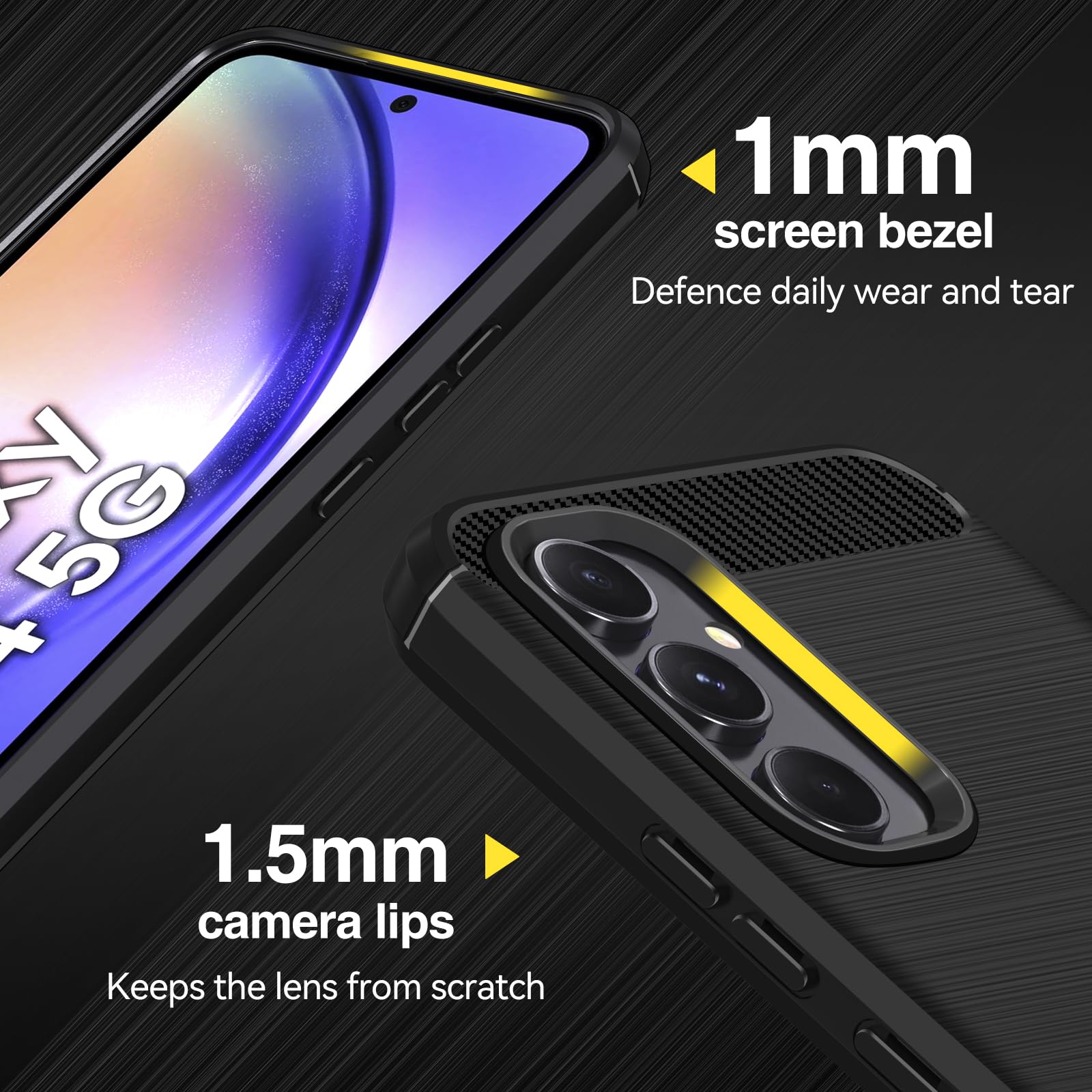 iVoler Cover per Samsung Galaxy A54 5G con 2 Pezzi Vetro Temperato, [Antiurto di Grado Militare] Protettiva Custodia, Sottile Morbida in Silicone TPU Anti-Graffio Case, Nero