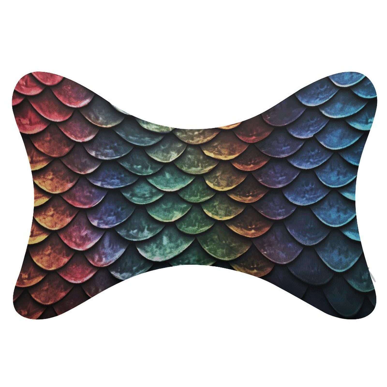 FekiLoot Dragon Scale Car Headrest Set of 2,Softness Memory Foam Car Neck Pillow with Breathable Removable Cover Car Neck Support Pillow Ergonomic for Driving, Office
