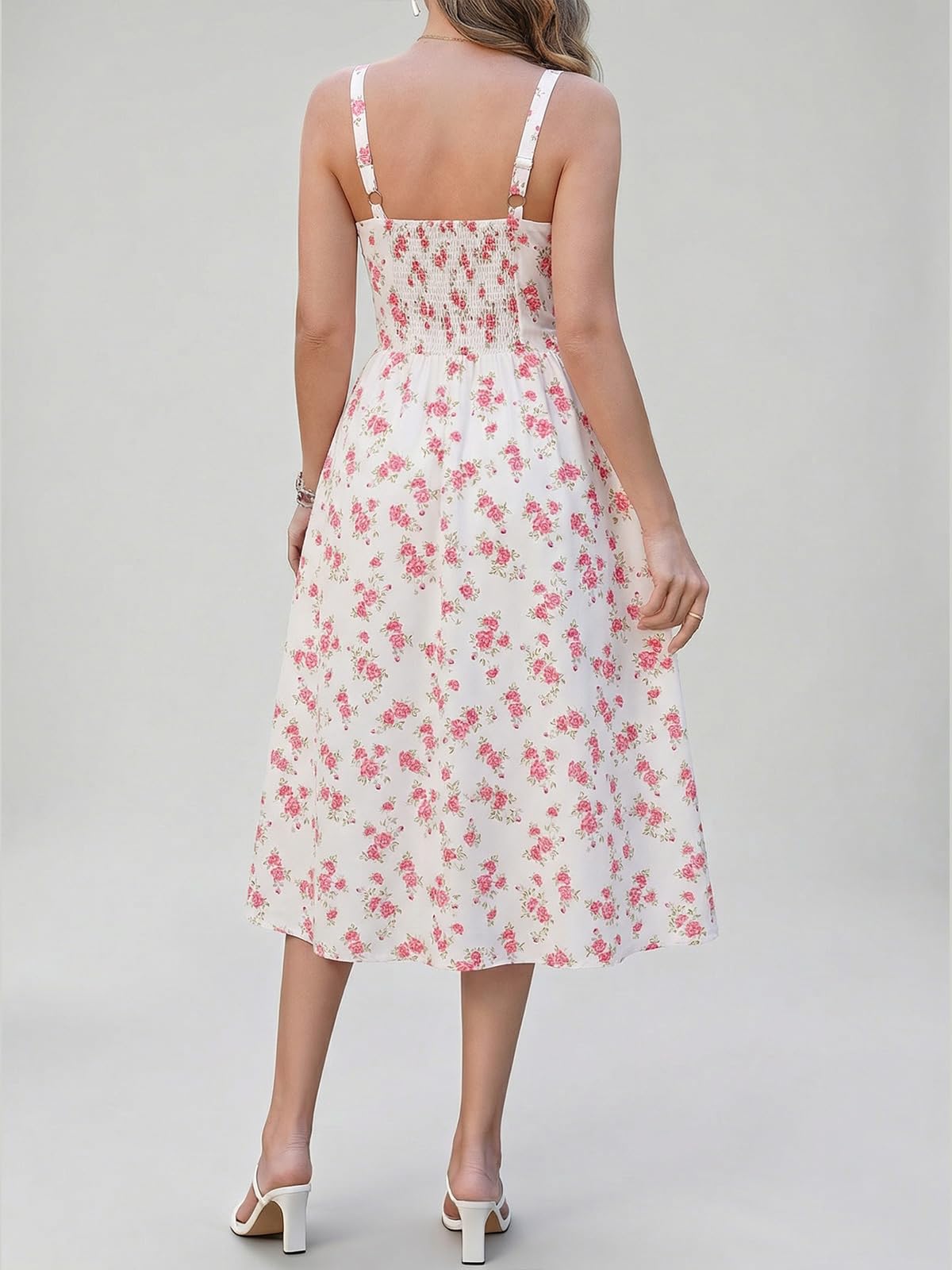 Cicy Bell Abito Estivo da Donna, con Motivo Floreale, Senza Maniche, con Spalline