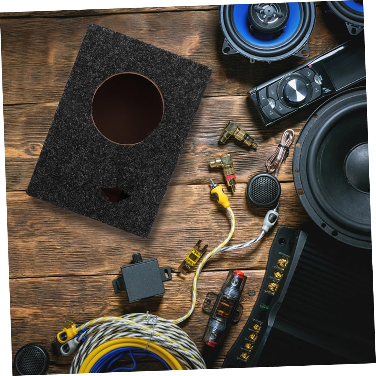 Wooden Speaker Enclosure for Car Subwoofer Heavy Duty Single Sealed Box Weather Resistant Compact Design for Trucks and Suvs Enhanced Audio Performance