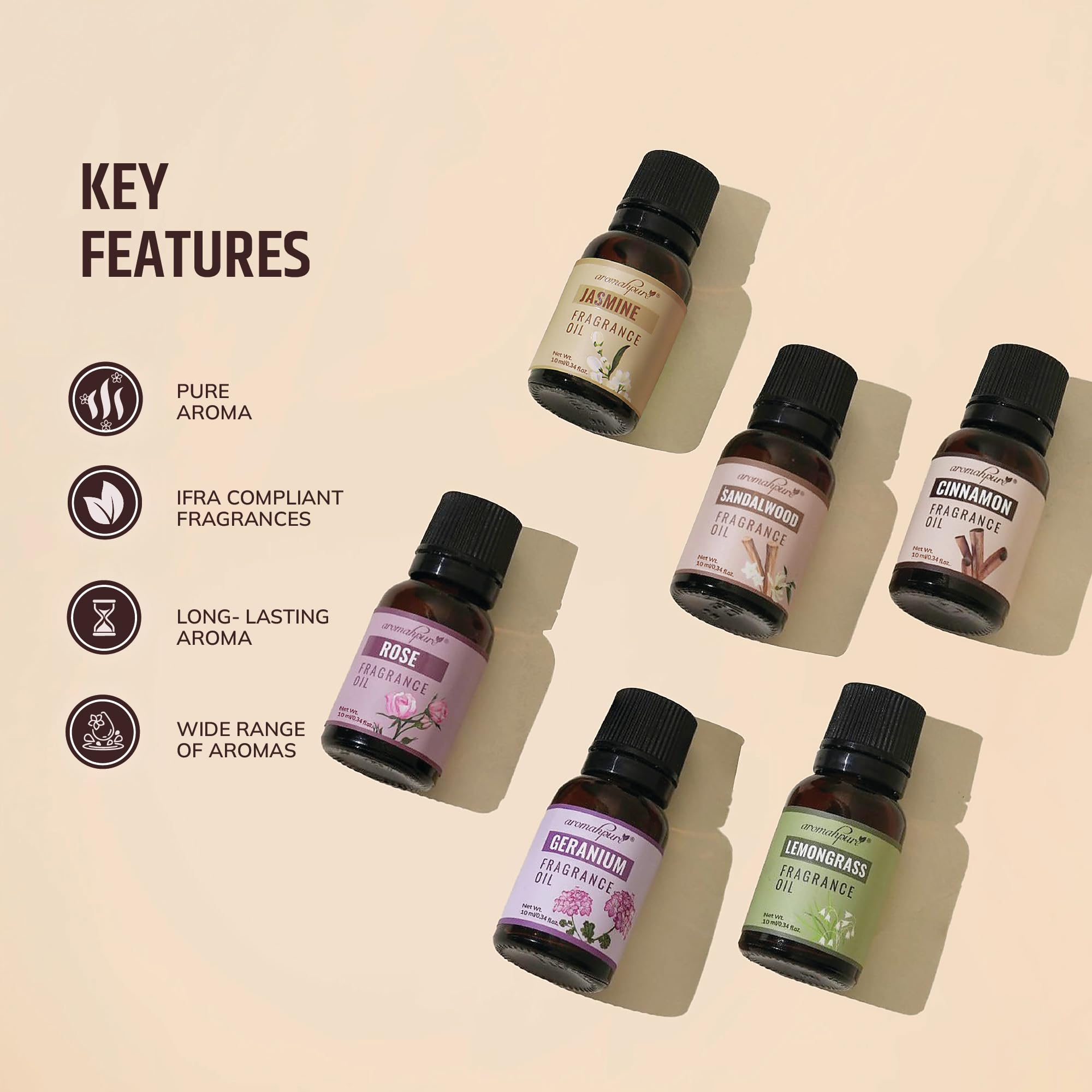 Aromahpure Fragrance Oil - Floral Series | 60 ml | Set of 6| Aroma Oil for Home Fragrance | Best for Aromatherapy | Used in Diffusers, Candles, Air Fresheners, Soaps. 2