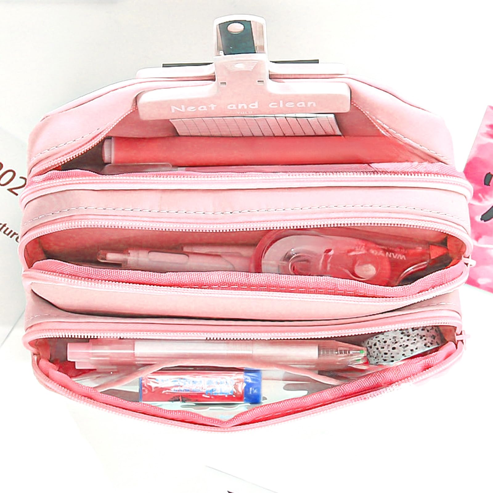 Etui Aesthetic o Dużej Pojemności, Torba na Kosmetyki dla Dziewcząt, Etui Szkolne z 4 Przegródkami, Etui na Pióra dla Biura, Uniwersytetu, Szkoły dla Nastolatków, Prezent