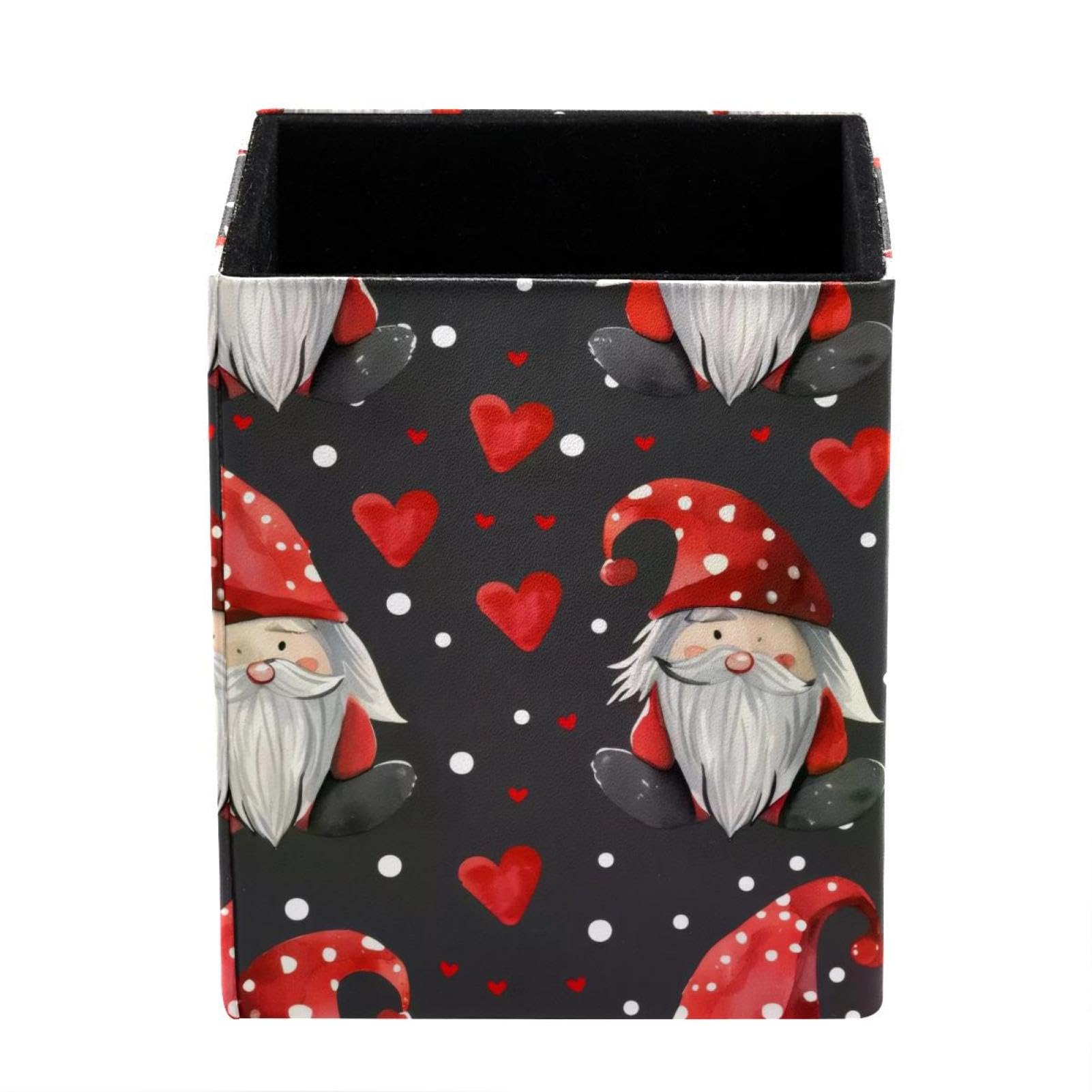 FWJZDSP Pencil Holder, Gnomes Red Hearts Pen Cup Makeup Brush Holder, Desktop Organizer Storage Case Stationery for School Home Office Supplies
