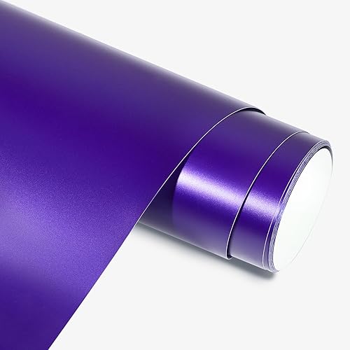 AHIJOY Vinilo adhesivo permanente metálico mate morado satinado de 12 x 5 pies, vinilo adhesivo para calcomanías, tazas, proyectos de bricolaje,