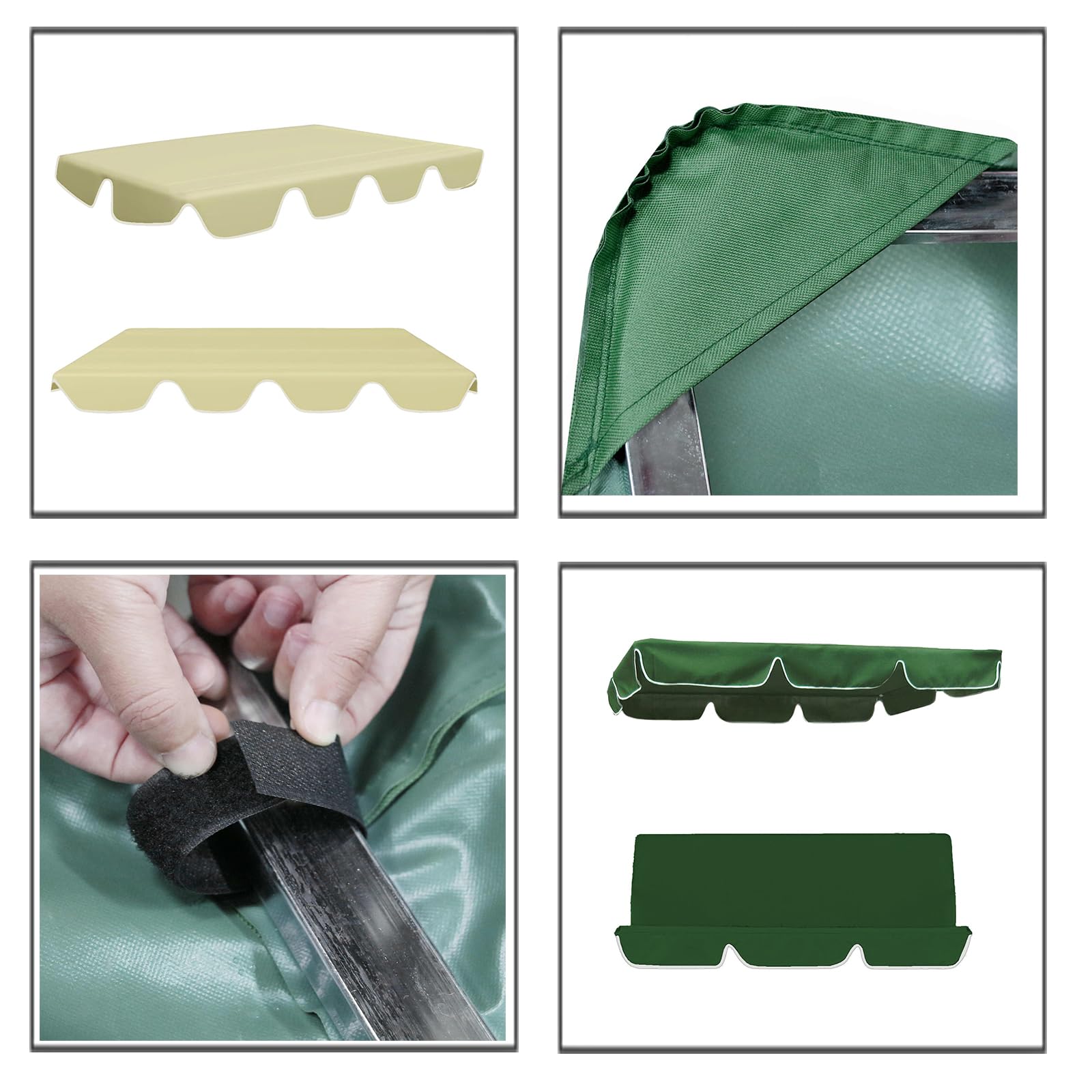 Cubierta De Toldo para Columpio, Toldo para Columpio Impermeable Resistente A Los Rayos UV, para Columpios De Exterior De JardíN De Patio De CéSped,Dark Green,55.9 * 47.2 * 5.9in
