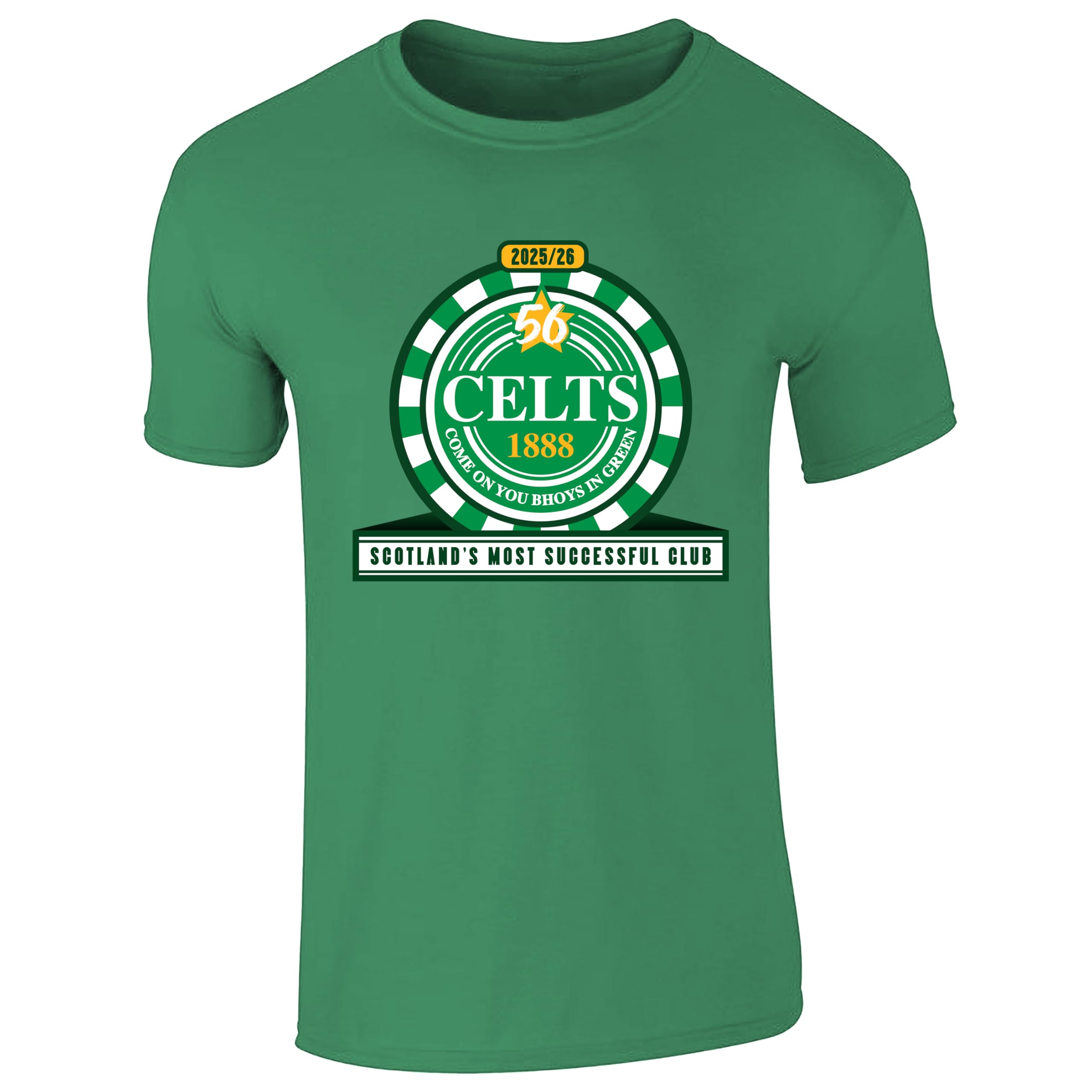 Partisan Celts Champions 56 T-Shirt - Adult - 100% Cotton (UK, Alpha, M, Regular, Regular) Green