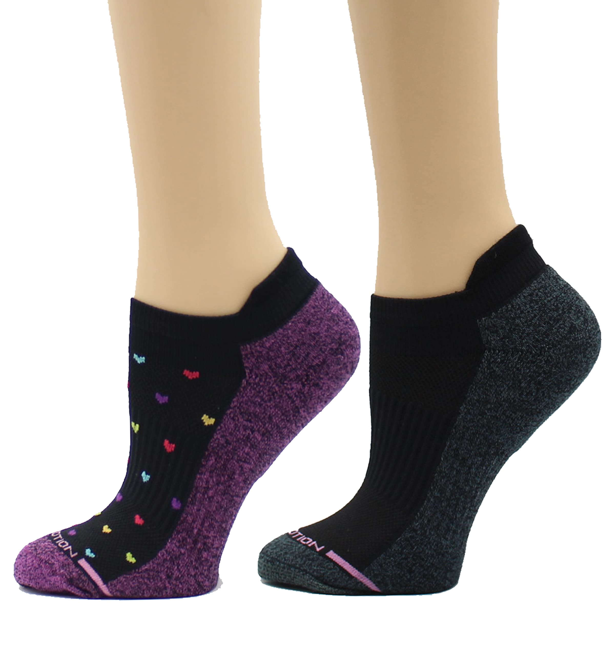 Dr. Motion Womens Ankle Socks 2 Pack, Low Cut Cushioned Compression Running Socks for Women, Arch Support, Seamless Toe