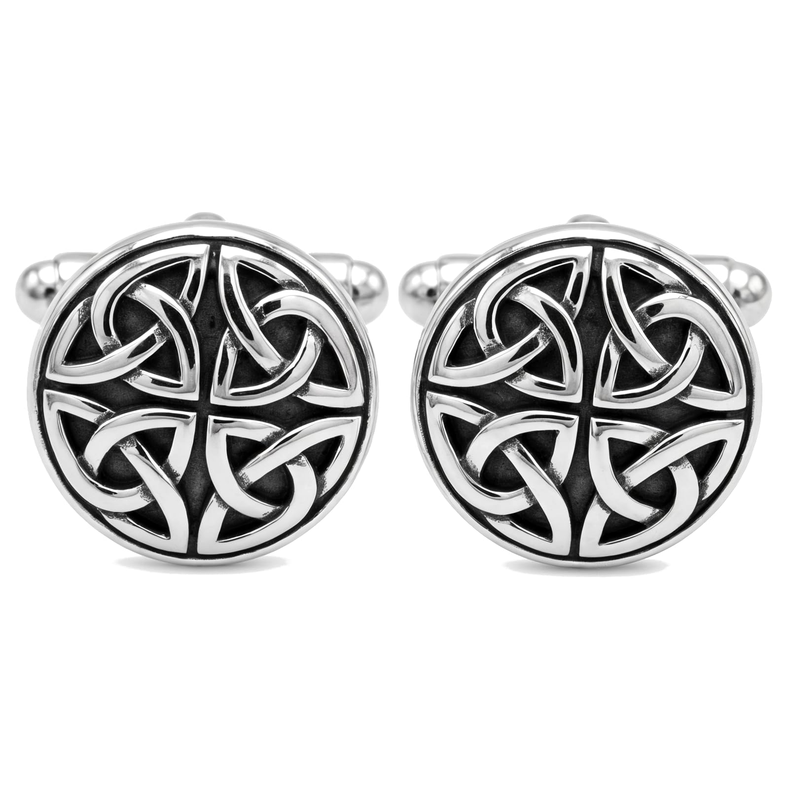 Gemelli in argento Sterling ossidati con cerchio celtico con confezione regalo