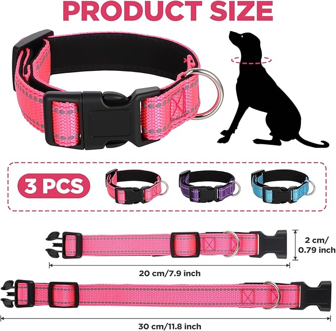 3 Collares Reflectantes para Perro con Hebilla de Seguridad miniatura 2
