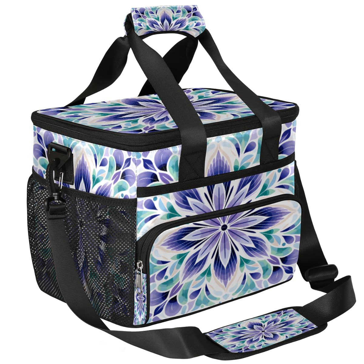 Abstract Flower Floral Insulated Picnic Backpack Lunch Box for Women Men Picnic Basket Tote Lunch Bag Picnic Bag Portable Lunch Bags for Picnic, Beach, Work, Trip,Office, Camp Abstract Flower