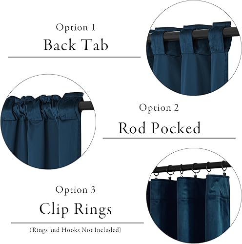 Miniatura 4 de KGORGE Cortinas de terciopelo azul de 84 pulgadas de largo para oscurecer la habitación, cortinas y cortinas para dormitorio, sala de estar, niños,