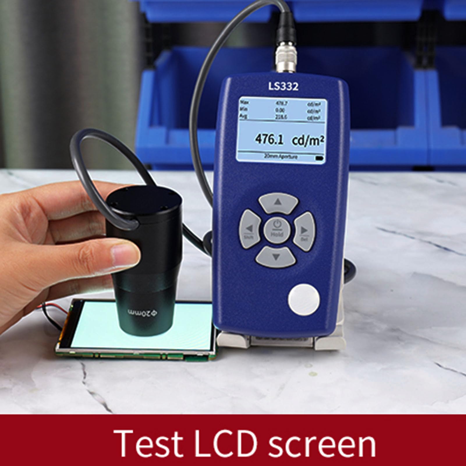 Jectse Medidor de Luz LCD, Iluminación de Iluminación Digital Luces de Medición de Luxeter 0.01~1,000,000 CD/m², Medición del Parpadeo con Sonda, Análisis de Curvas de Espectro para