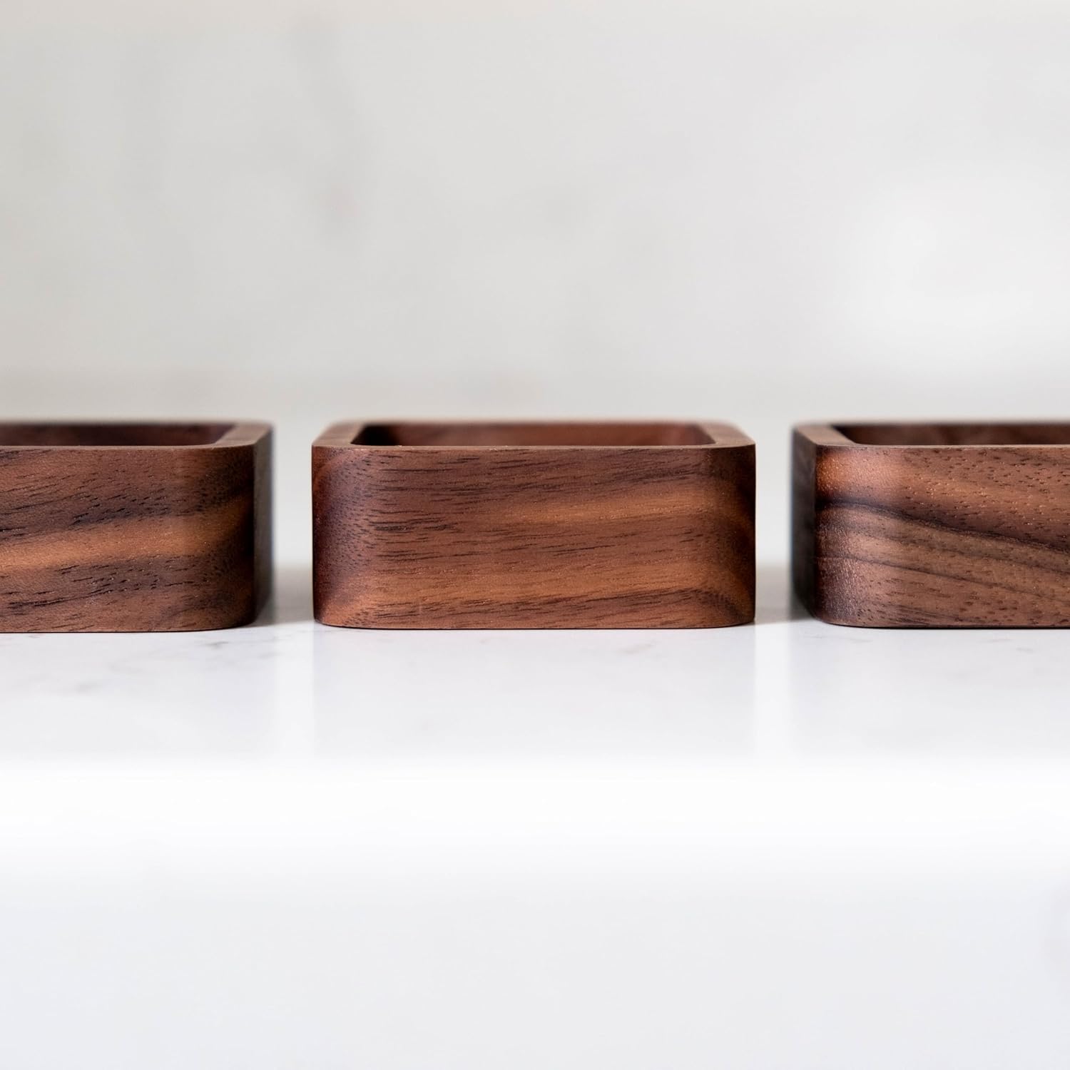 Walnut Wood Ring Tray, Mini Square Hardwood Holder, Jewelry Box Dish - Image 3