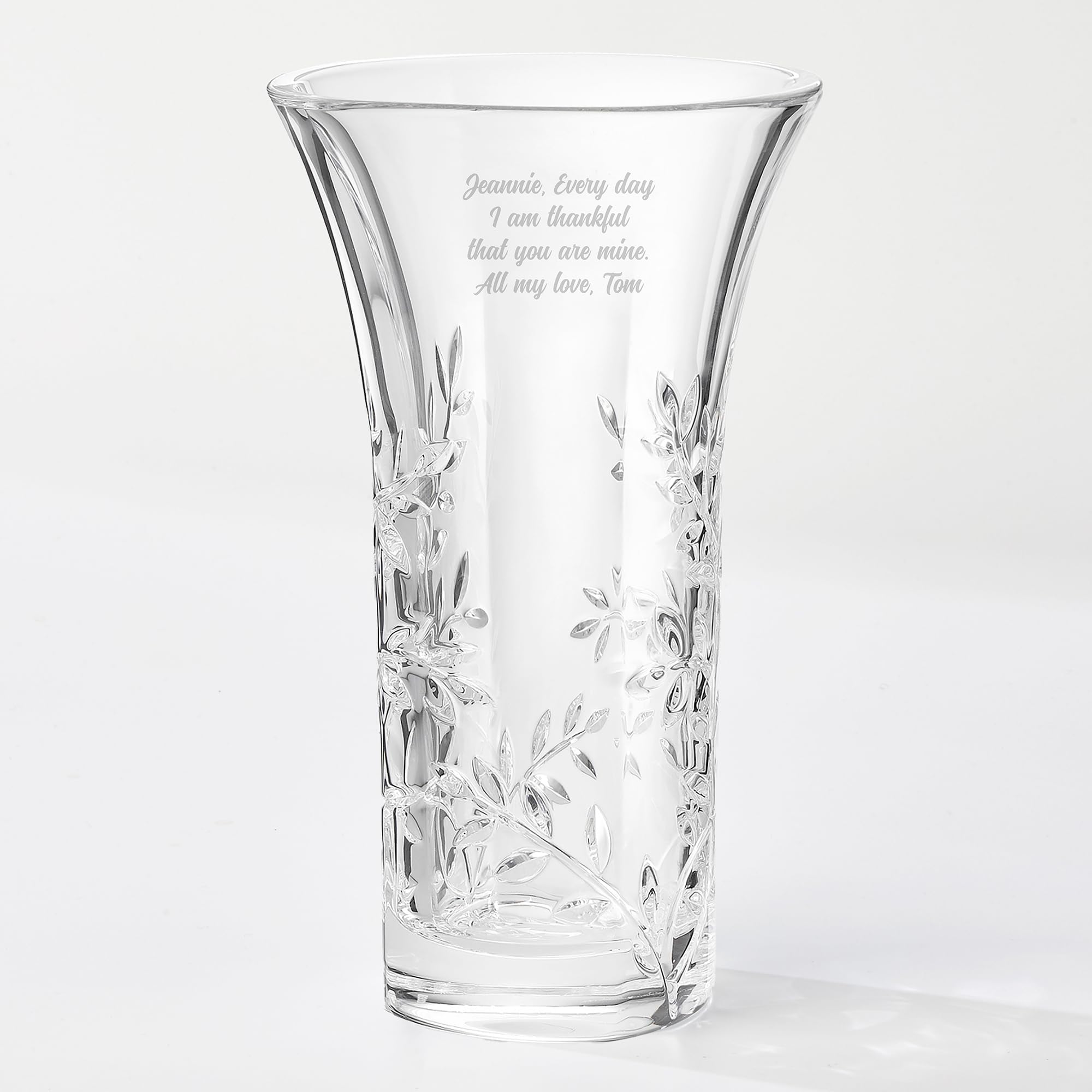 Things Remembered Vera Wang Engraved Crystal Leaf Vase (Free Customization)