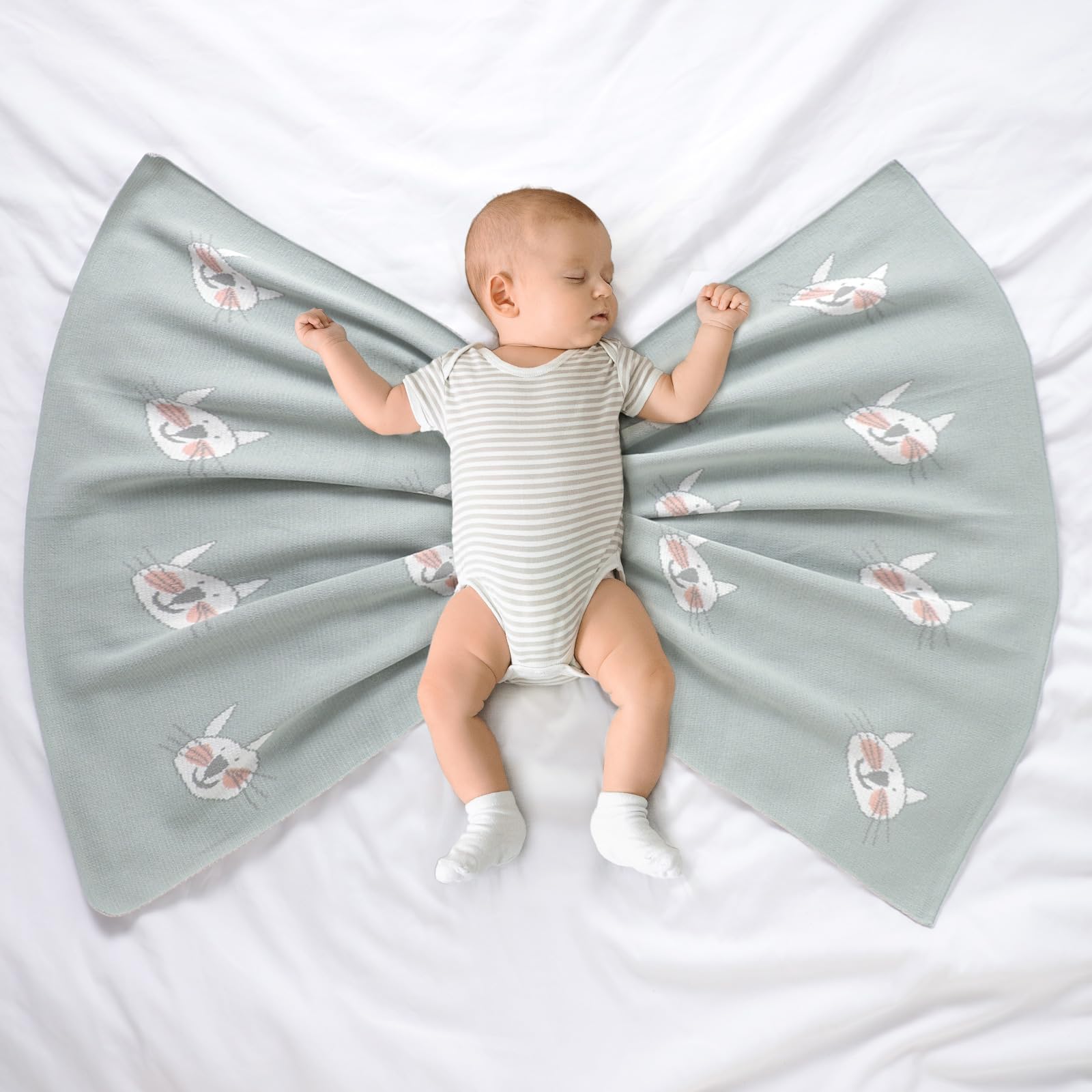 Hadetoto Baby Blanket for Newborn Soft Cozy Knitted Cotton Blankets Baby Essentials Gifts for Newborn Girl Boy 100 x 80cm - Image 3