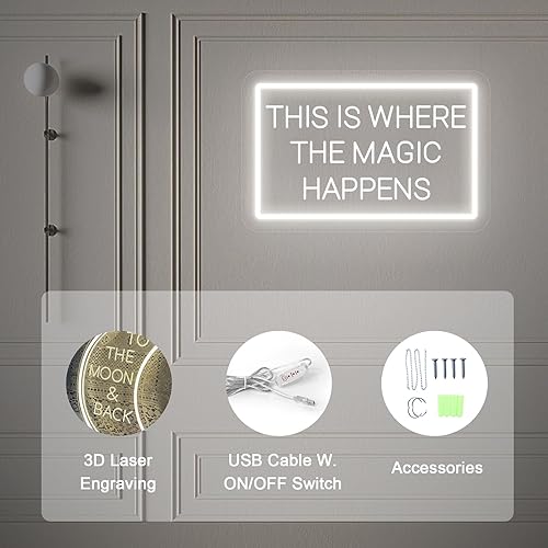 Miniatura 4 de Letreros de neón personalizados, letrero de neón LED personalizado con talla 3D, luz de neón personalizable con USB para decoración del hogar, boda,