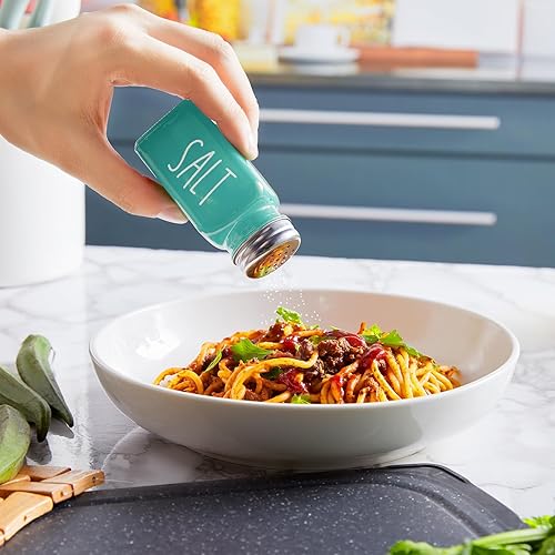 Miniatura 7 de Juego de saleros y pimenteros turquesa, decoración y accesorios de cocina de granja verde azulado, bonito salero de cristal para cocina y mesa, RV,