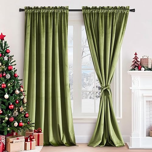 Miniatura 45 de Cortinas de terciopelo JIUZHEN, cortinas opacas suaves de terciopelo retro para dormitorio, cortinas elegantes con reducción de ruido y Rosa