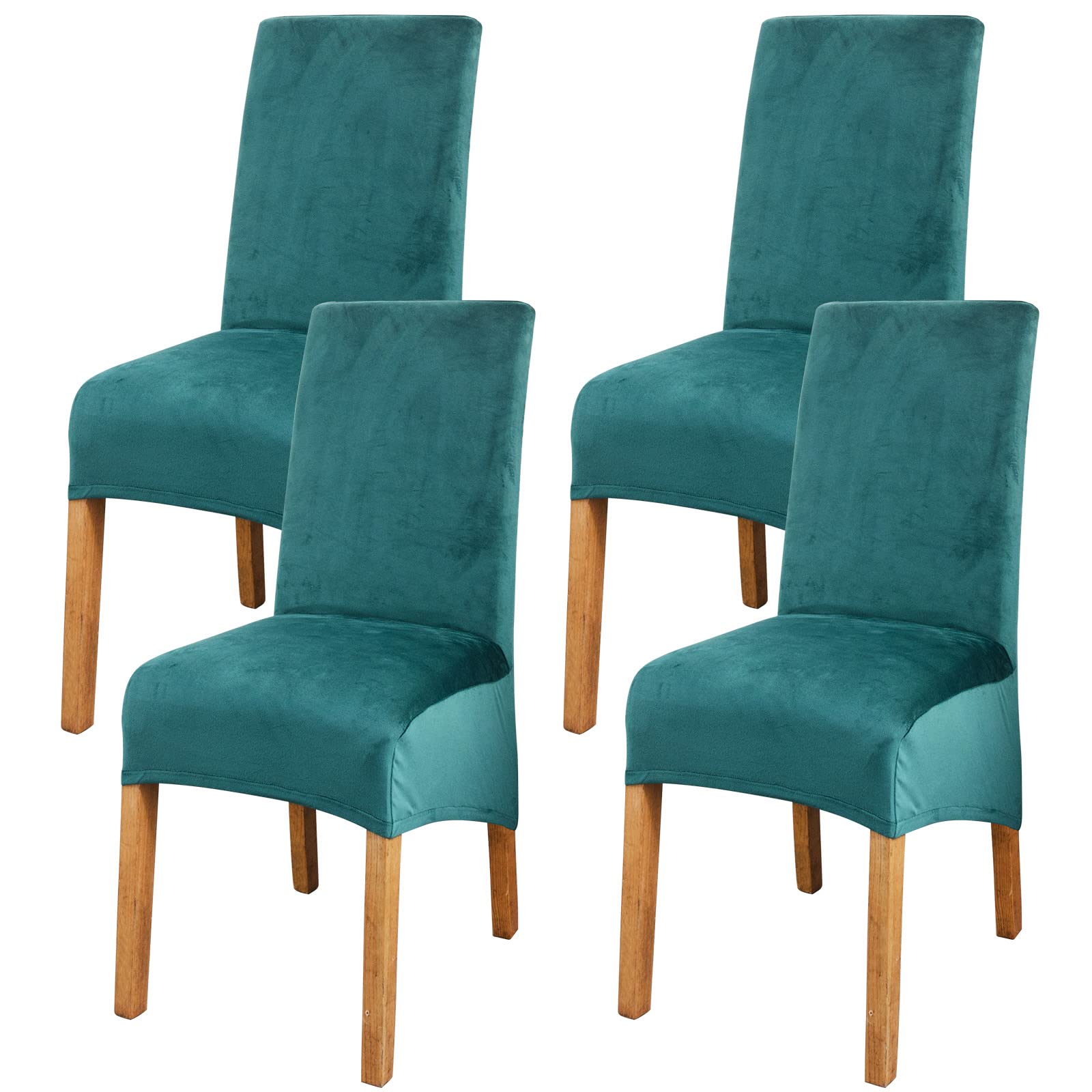 Velvet Stretch Chair Covers High Back Dining Chair Covers Set of 4