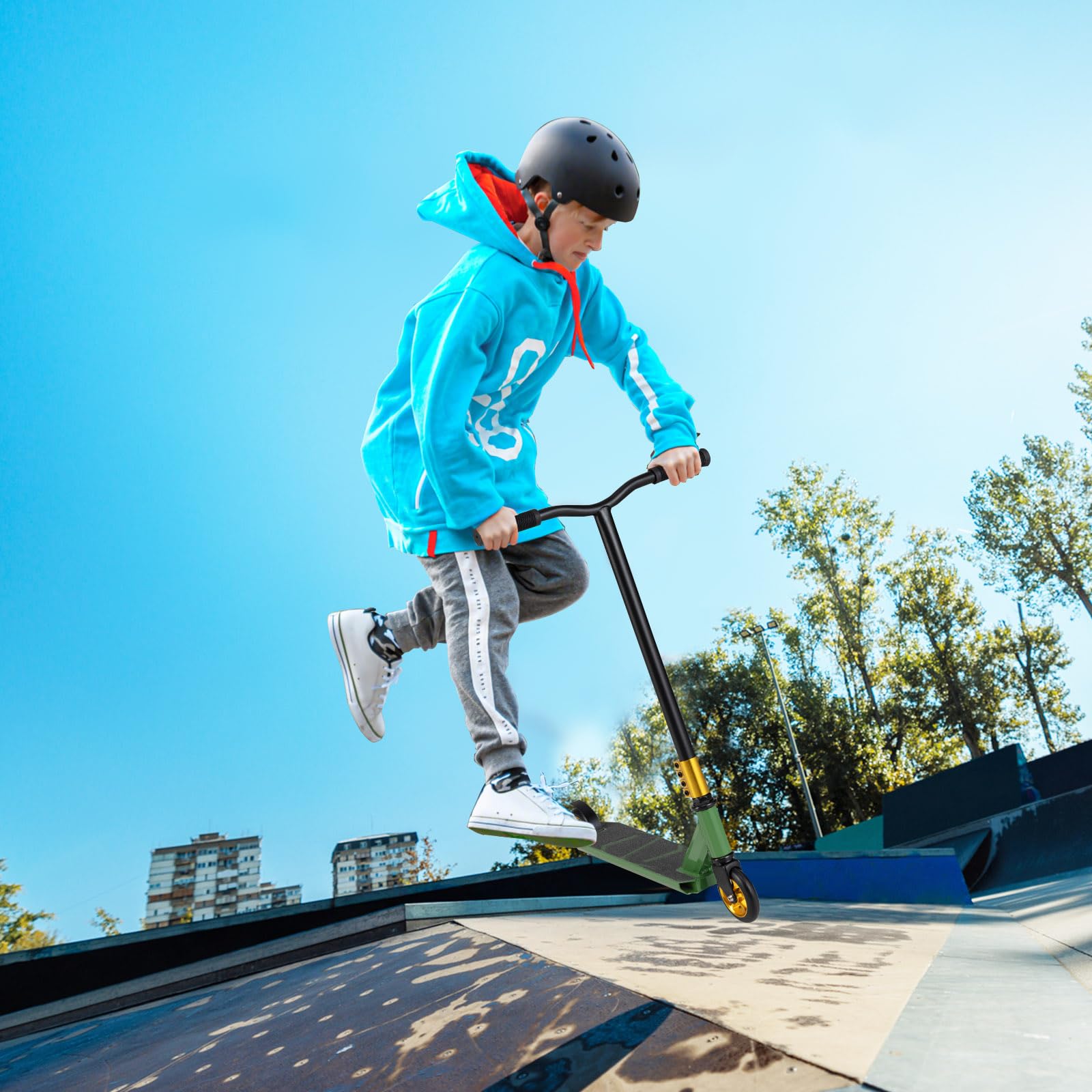 COSTWAY Scooter Acrobatico per Bambini, Monopattino Freestyle con 2 Ruote PU e Ampia Pedana in Alluminio, Scooter Pro per Trucchi Leggero da Strada per Bambini 10+ Anni, Carico 100 KG