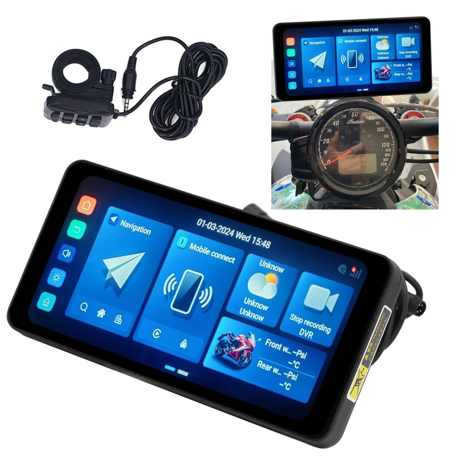 Pyhodi Navigateur GPS pour Moto, écran Haute Résolution étanche de 7 Pouces, Double connectivité, sécurité Supplémentaire avec Caméras Avant et Arrière pour la Conduite, Pyhodi86v1sohuwf