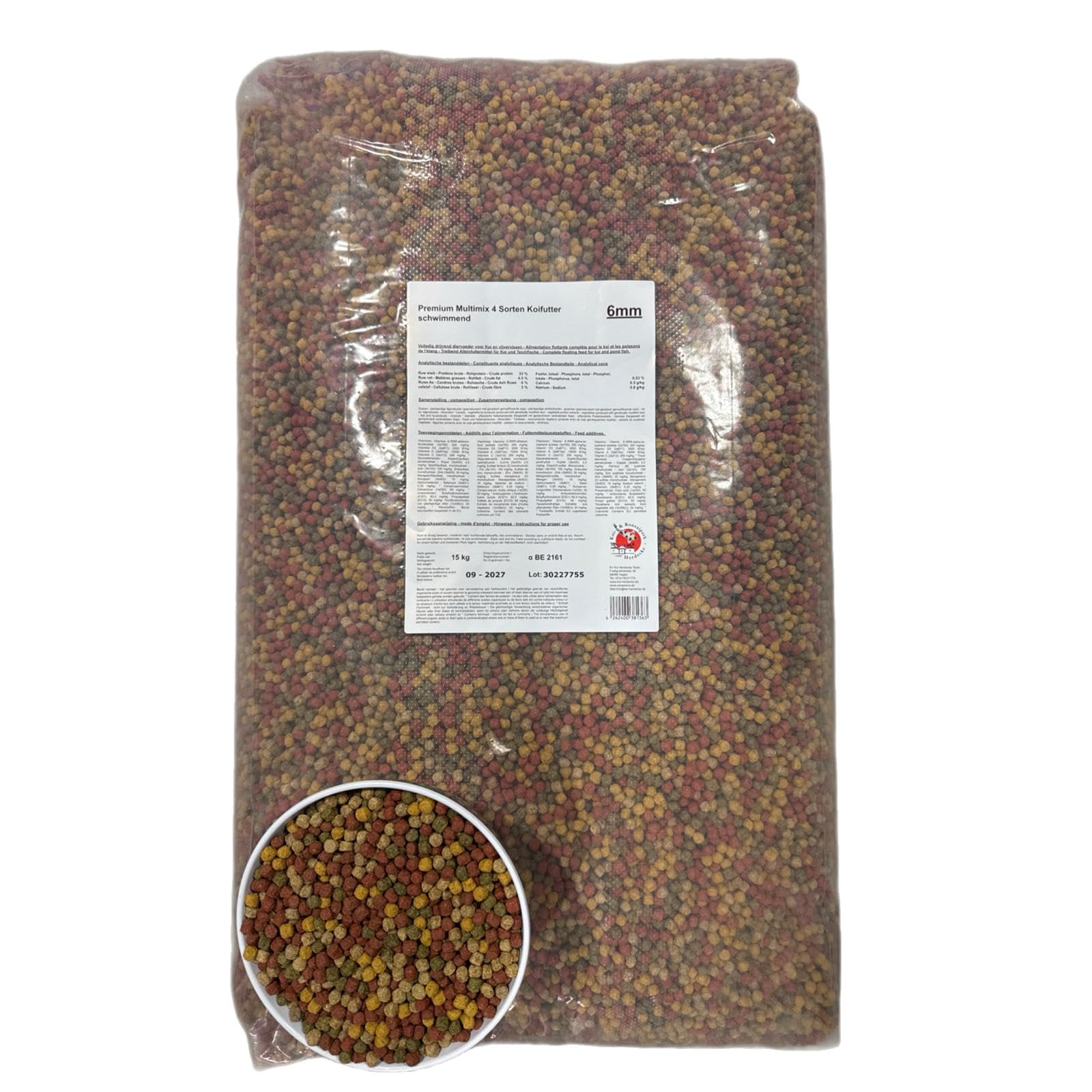 Koi Herdecke - 15 kg Fischfutter Mix für Koi's | Schwimmende Pellets von 6 mm | geeignet für Zierfische - Goldfische - Orfe - Shubunkin | 15 Kilo Pack - Alleinfuttermittel