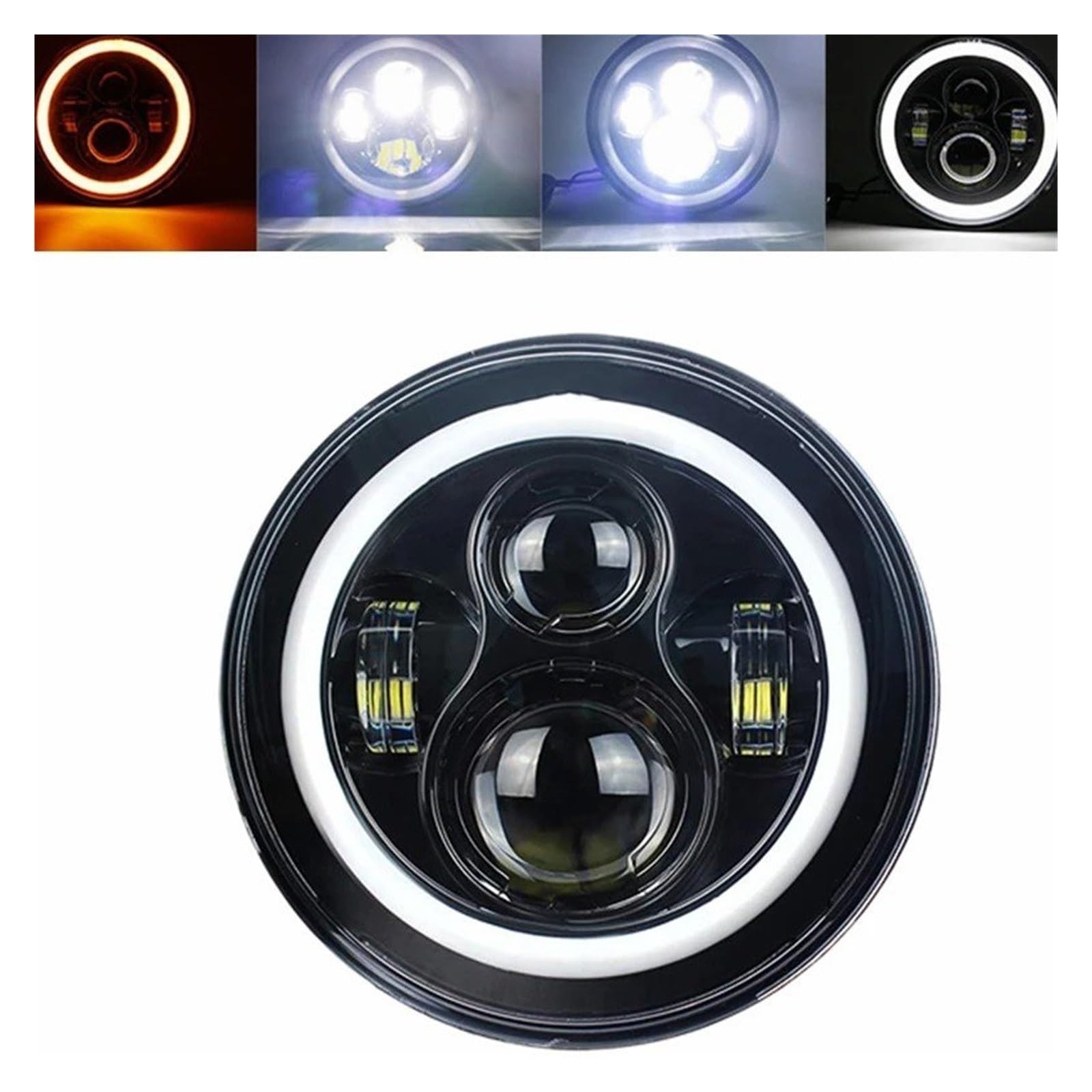 Ensemble Phare Moto Pour Phare Universel De Moto Voiture 7 Pouces Led DRL H4(Style B)