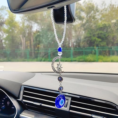 Miniatura 4 de Accesorios de espejo retrovisor de ojo malvado, atrapasoles de cristal para espejo de automóvil, accesorios colgantes de ojo azul malvado, adorno
