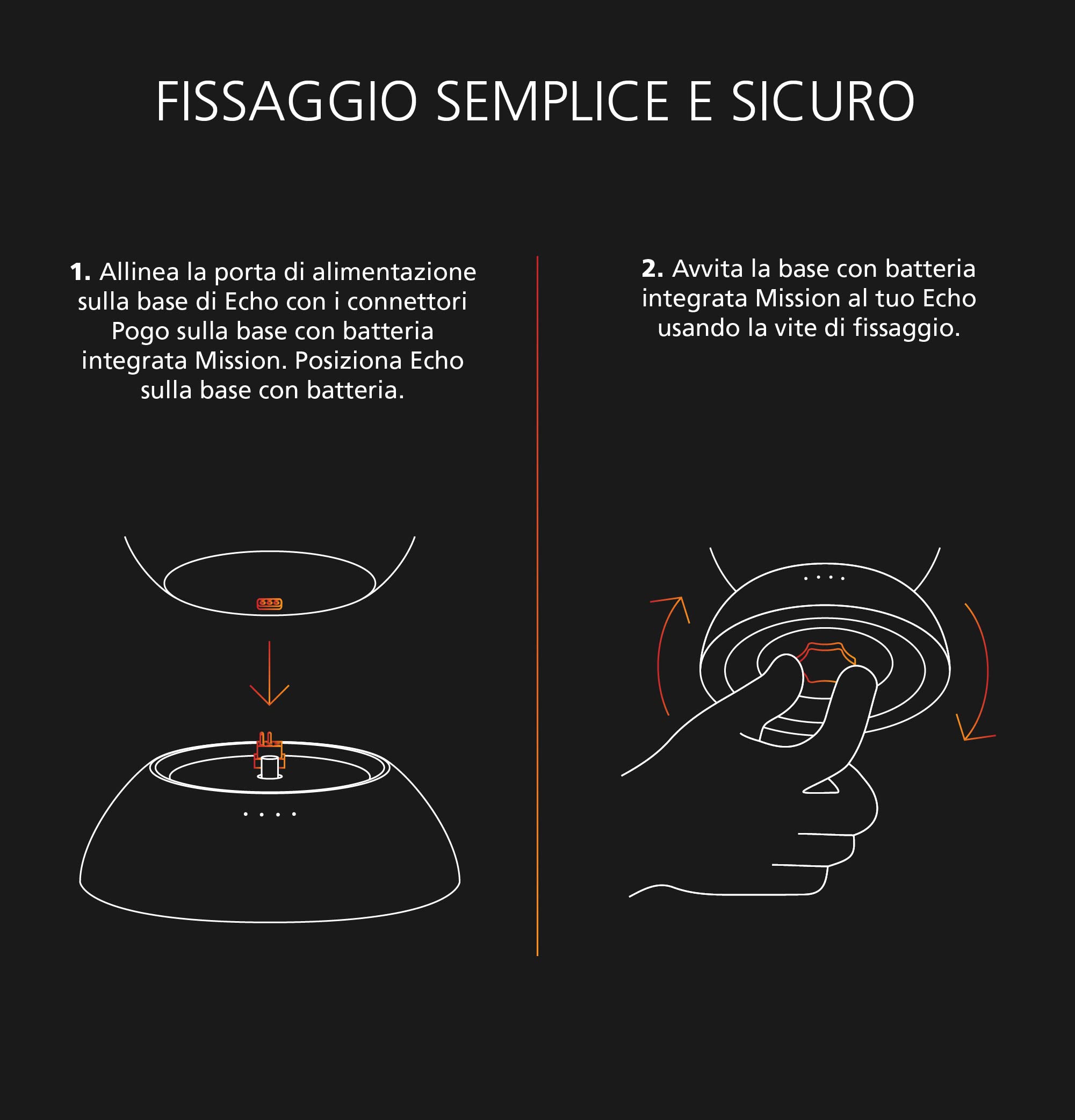 Base con batteria Made for Amazon per Amazon Echo (4ª generazione), Bianco Ghiaccio