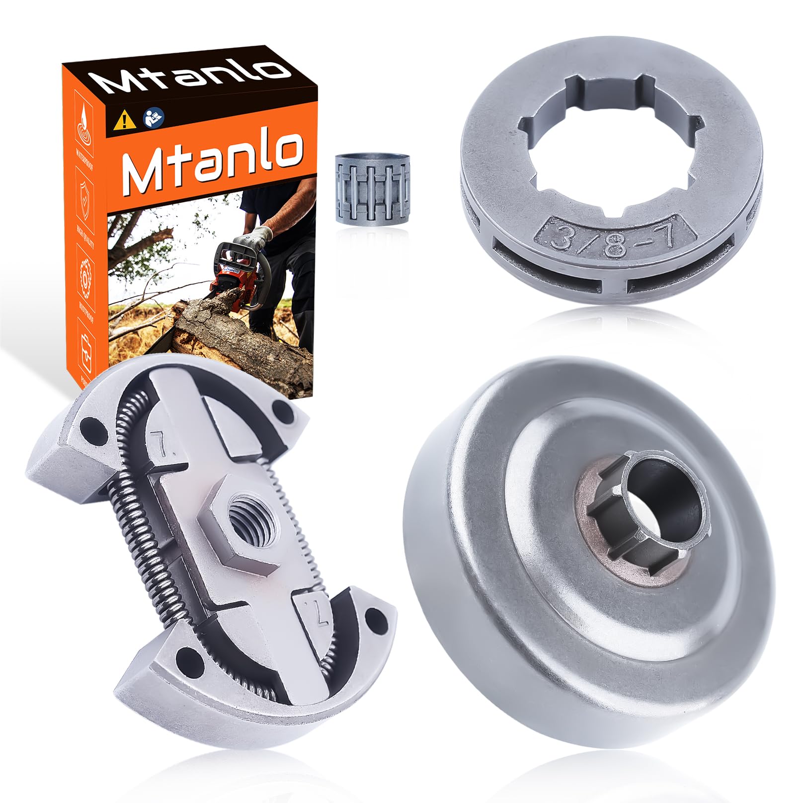 Tambor de accionamiento de embrague de cadena 3/20.3 cm-7T Kit de llanta de piñón para Husqvarna 261 262XP 254 154 EPA 257 Rodamiento de aguja de motosierra 503453902 accionamiento de bomba sin