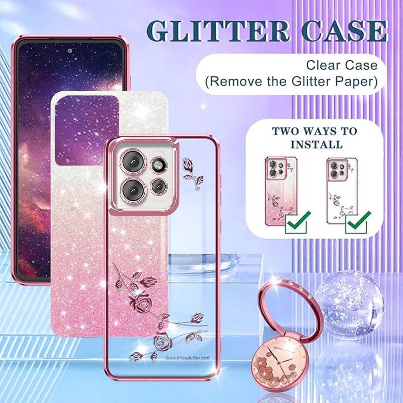 YUEQIAN Coque à Paillettes Pour Motorola Edge 50 Neo/Edge 60 Neo