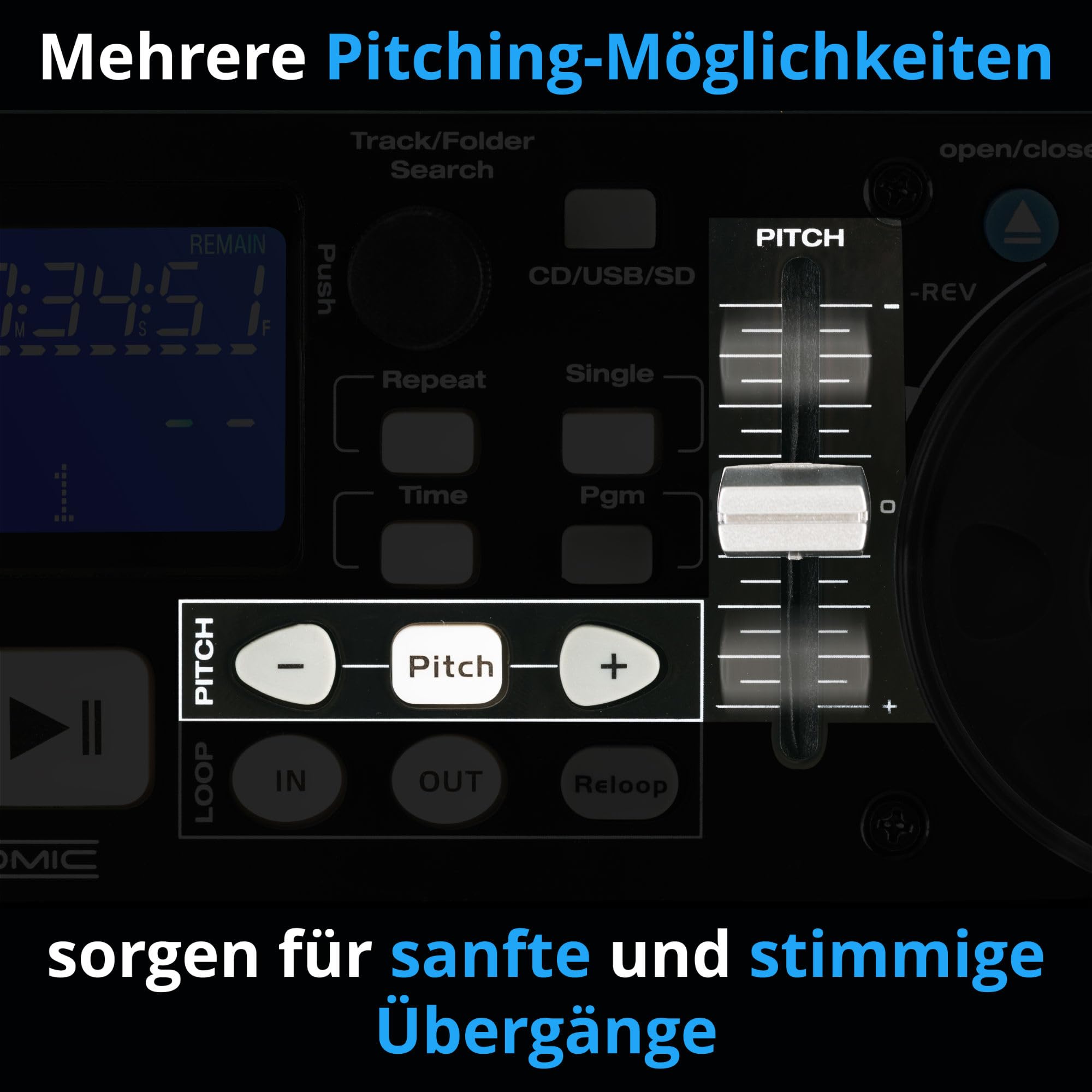 Pronomic CDJ-230 Doppel DJ CD Player - Dual CD MP3 Player mit separatem Controller - USB und SD - Pitch Bender und DSP-Effekte - Seamless Loop - 19 Zoll Rackformat - Schwarz