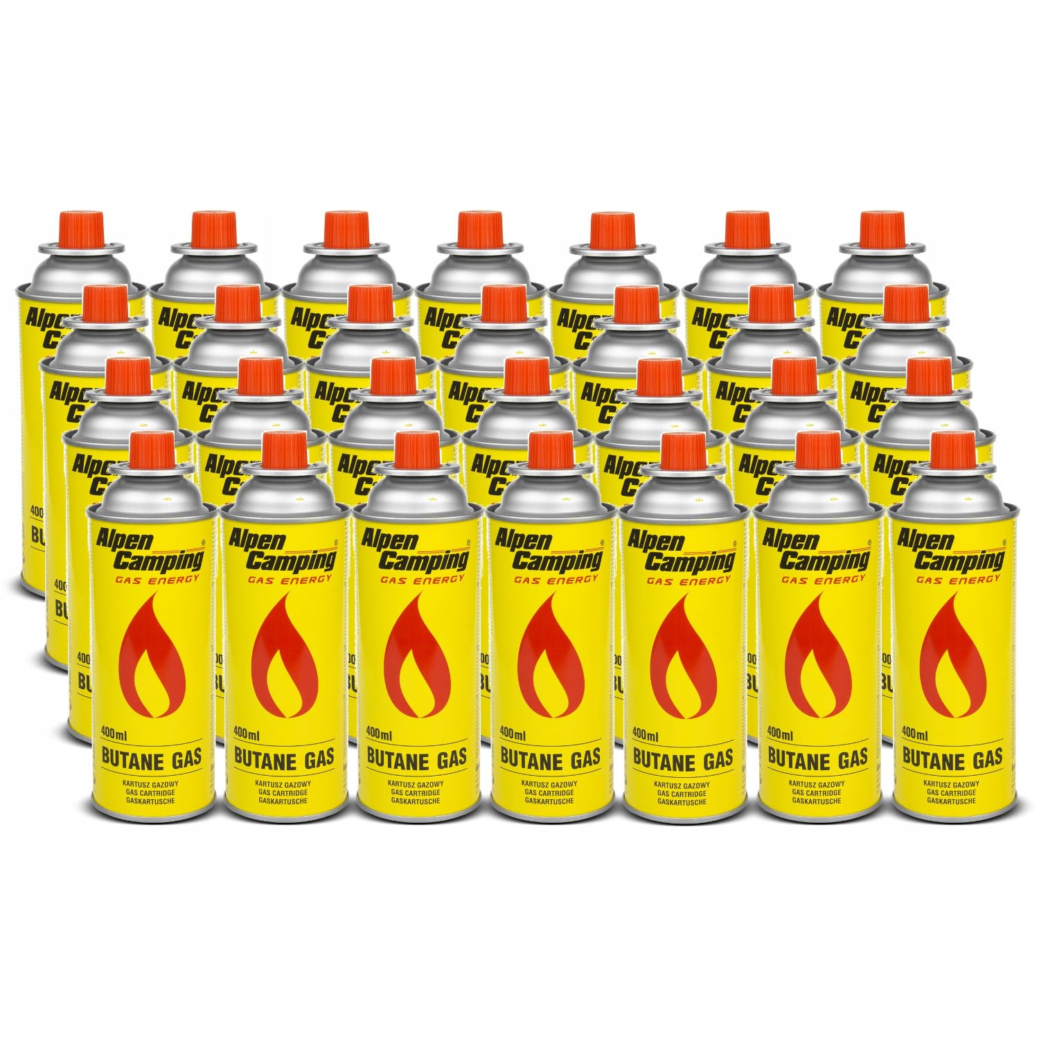 Alpen Camping Butan 28x 400ml Gaskartusche Gasflasche für Gaskocher Campingkocher Bunsenbrenner Lötbrenner 400ml EN417 (28)