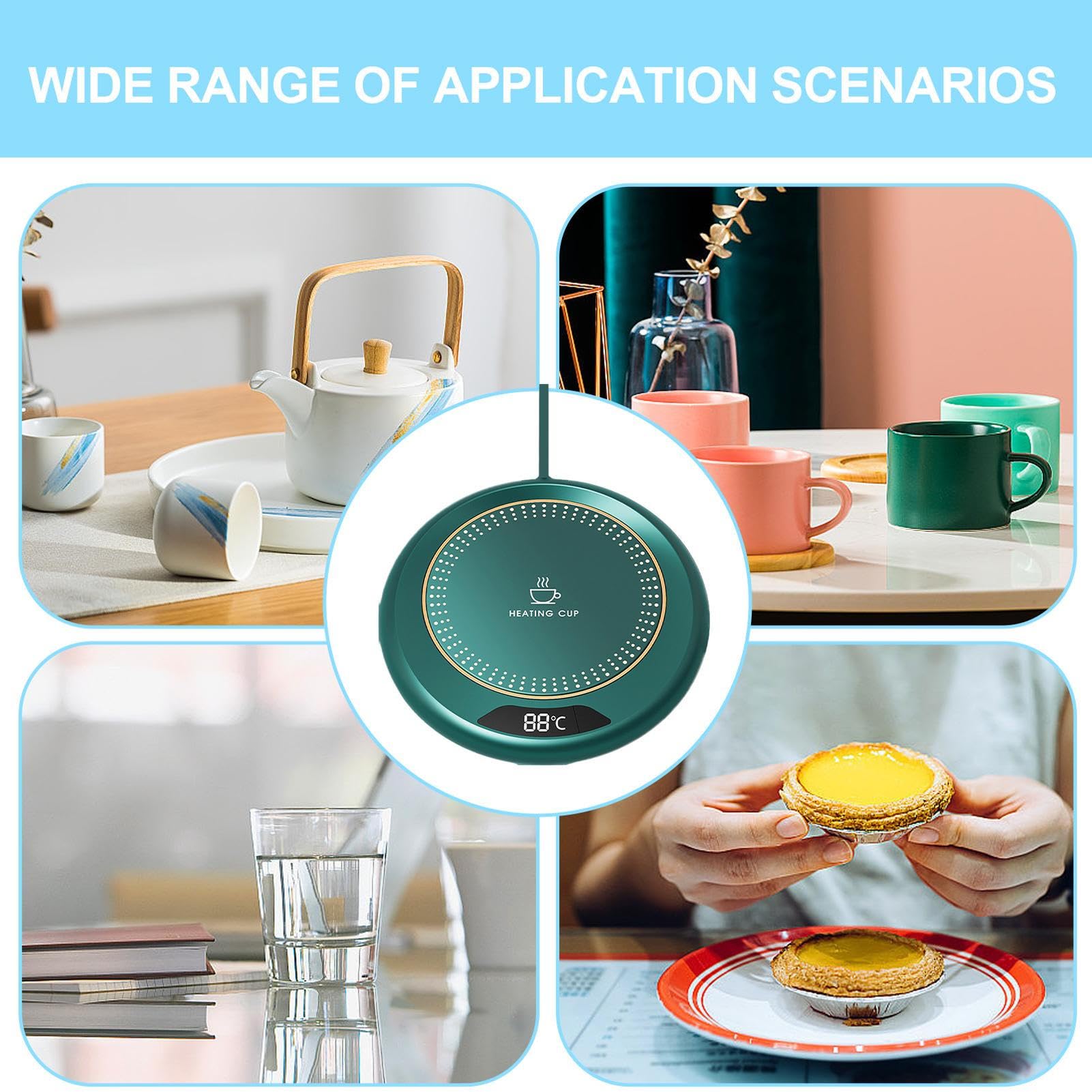 Scaldatazze Elettrico USB, 20W Scaldatazze Termostatico Regolabile per Tazze di caffè, Sottobicchiere Riscaldante con 3 modalità di Temperatura, Sottobicchiere Riscaldante per Scrivania