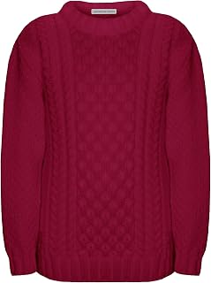 New Unsex Kids Girls Boys Aran Knit Long Sleeve Knitted Jumper Sweater Pullover Top Size 3years to13 Years