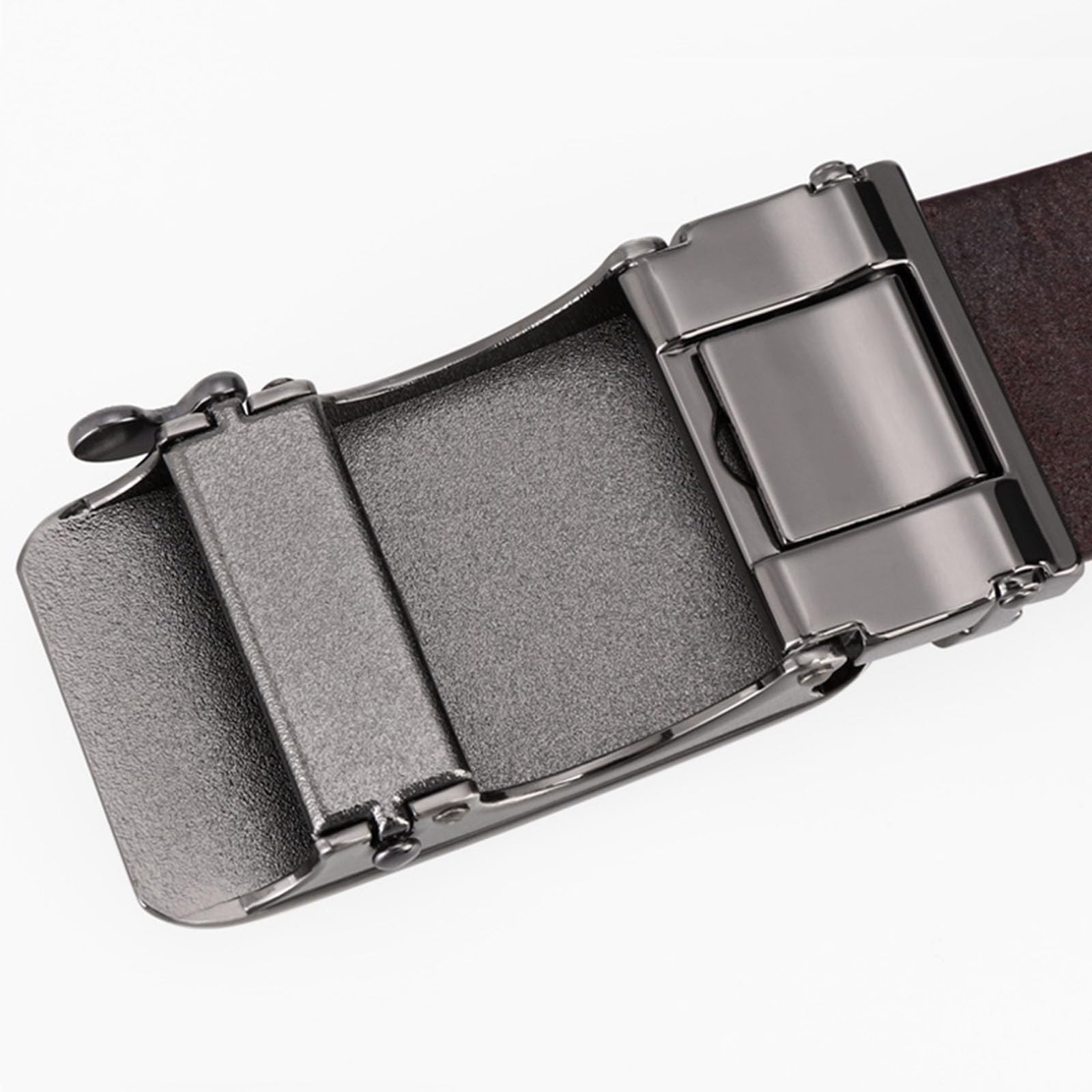 Cinturones Hombre Trinquete, Cinturones de Cuero Genuino Ajustable Negocio, Cinturón Lujo Casual Moda con Hebilla Metal Automática Grabada 3D en Aleación,Negro,120CM/47.3''