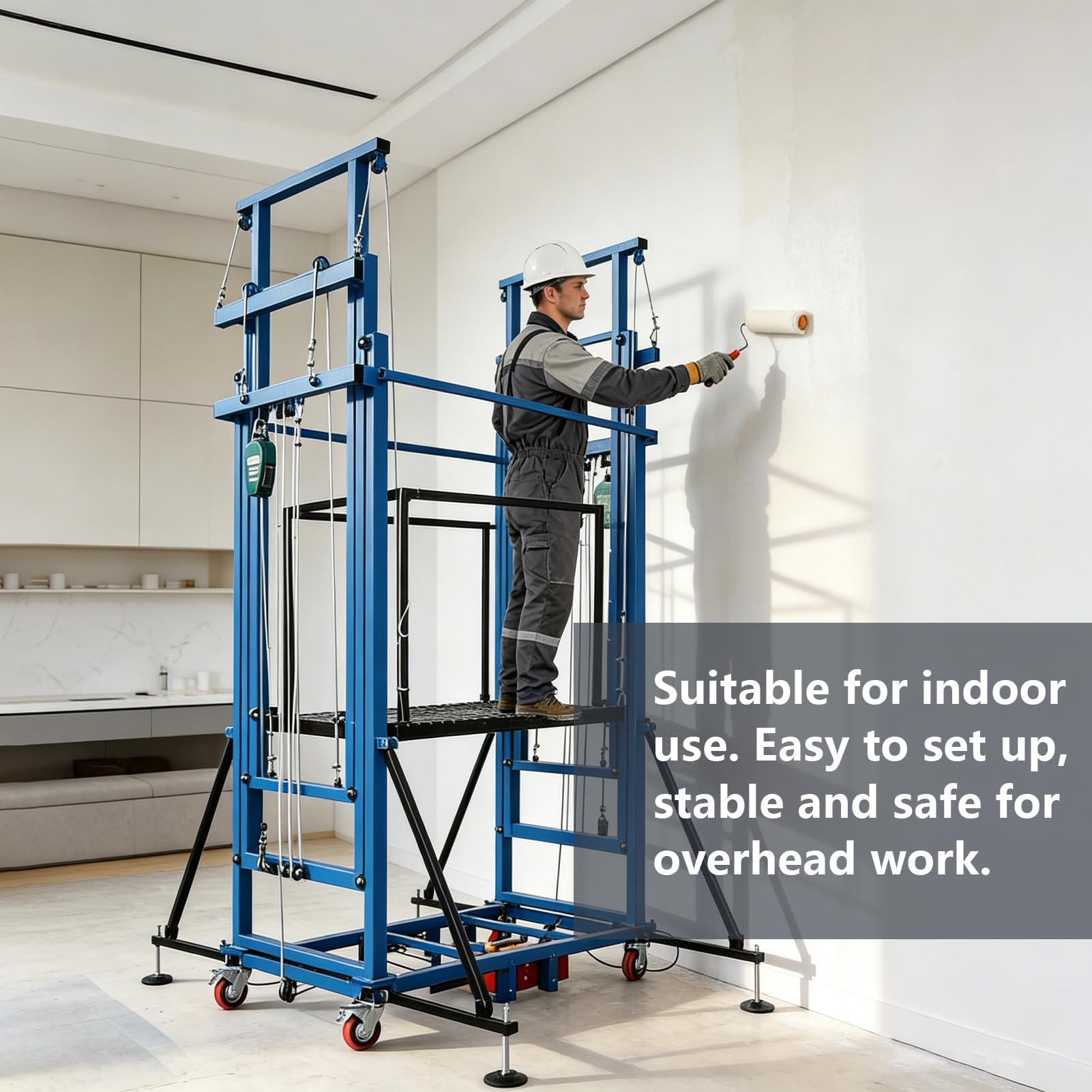 Piattaforma elevatrice elettrica for ponteggi, piattaforma elevatrice con telecomando, scala da cantiere pieghevole, carico massimo 880 libbre(4m/13.1ft)