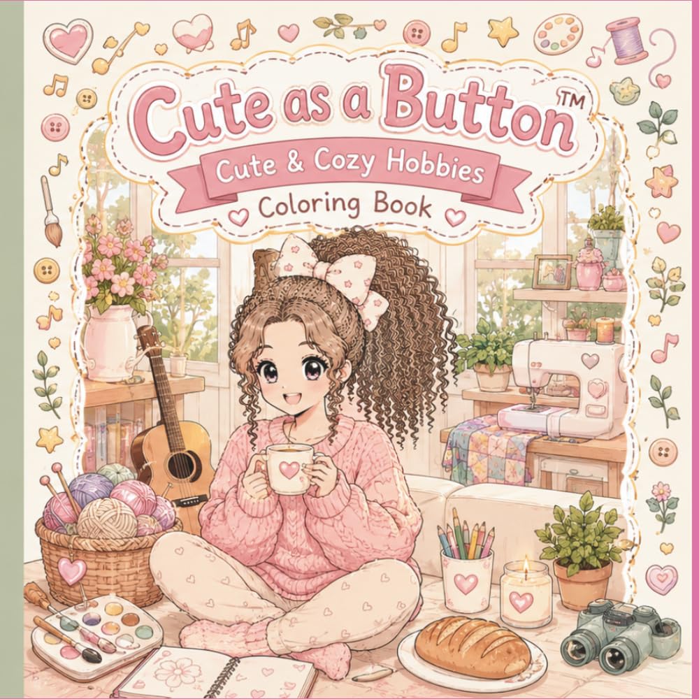 Cute as a Button™: Cute & Cozy Hobbies (Cute as a Button: Cute and Cozy Girl's Coloring Book)
