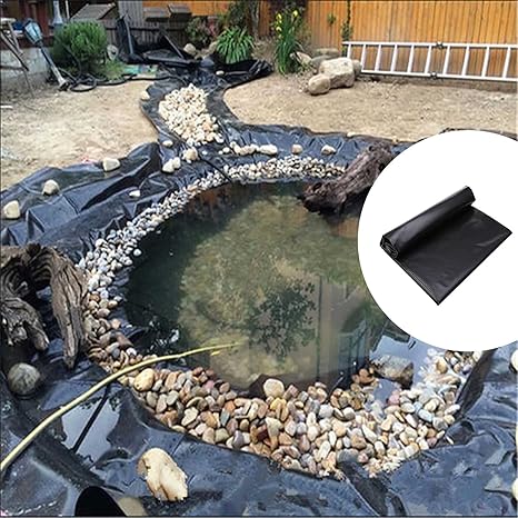 Image Black HDPE Pond Lining Flexible Pre-Cut Heavy Duty Impermeable Skins Pond Membrane Pond Liner 0.3mm Tear Resistant Thickening Rubber Pond Liners (Size : 26x23ft) Image Black HDPE Pond Lining Flexible Pre-Cut Heavy Duty Impermeable Skins Pond Membrane Pond Liner 0.3mm Tear Resistant Thickening Rubber Pond Liners (Size : 26x23ft)