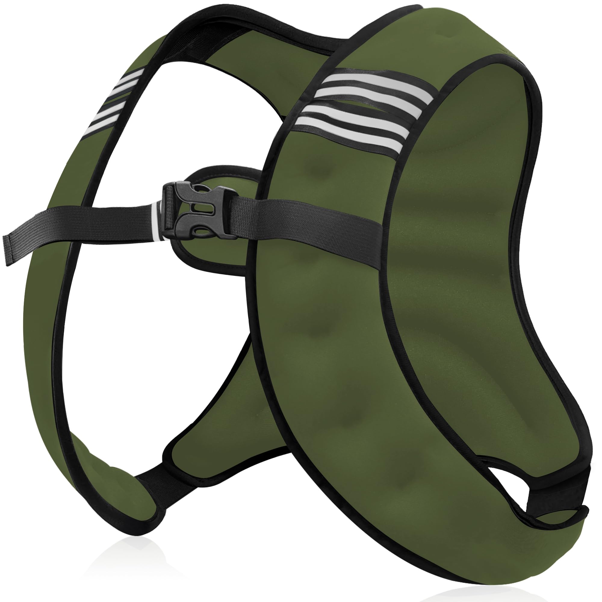 NATURELUX Weighted Vest With Reflective Stripe And Adjustable Buckle Straps, Army Green, 10 Lbs